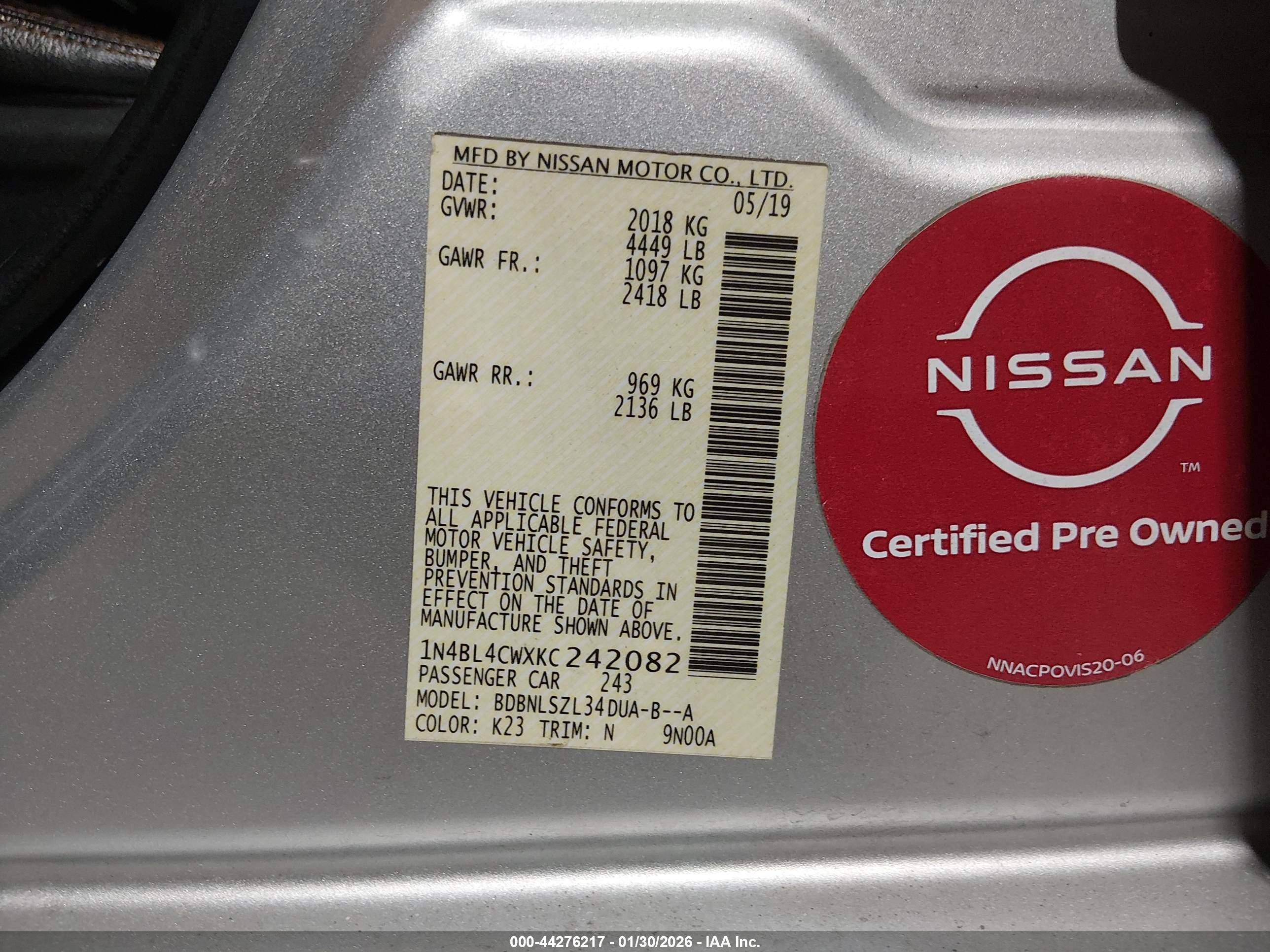 NISSAN ALTIMA image 9