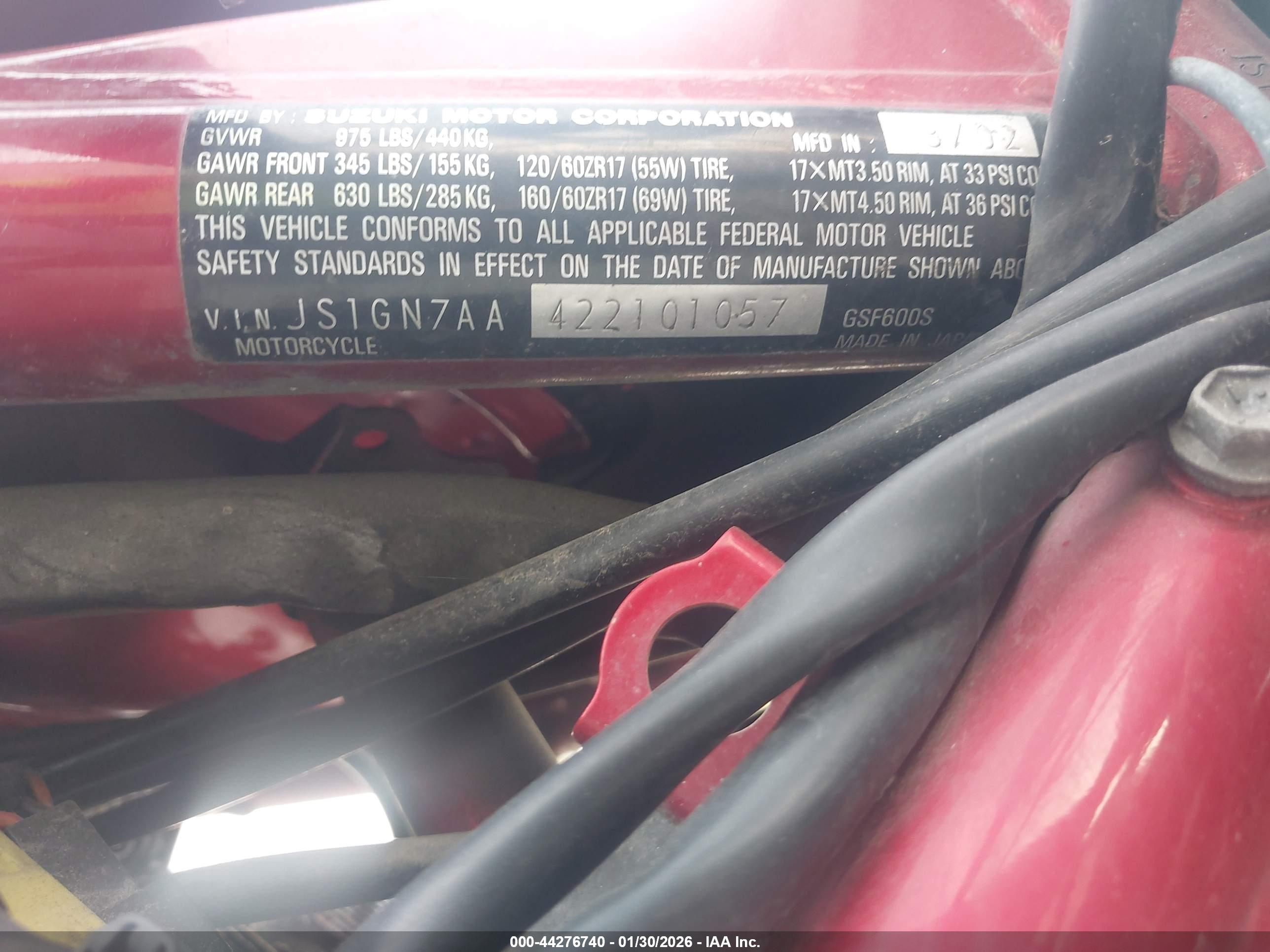 SUZUKI GSF600 image 10