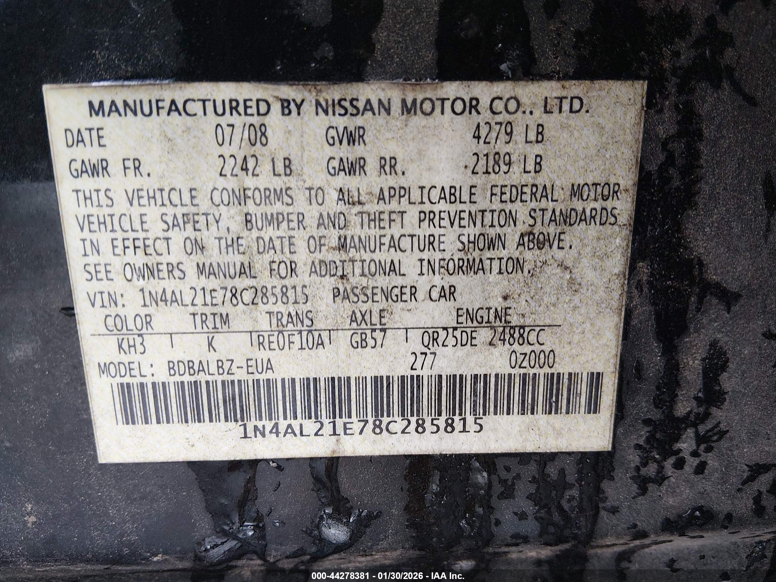 NISSAN ALTIMA image 9