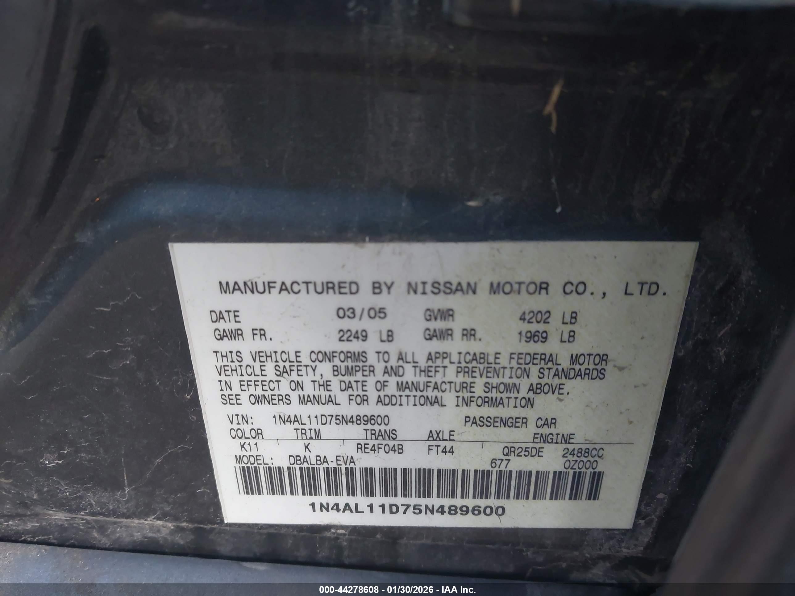 NISSAN ALTIMA image 9