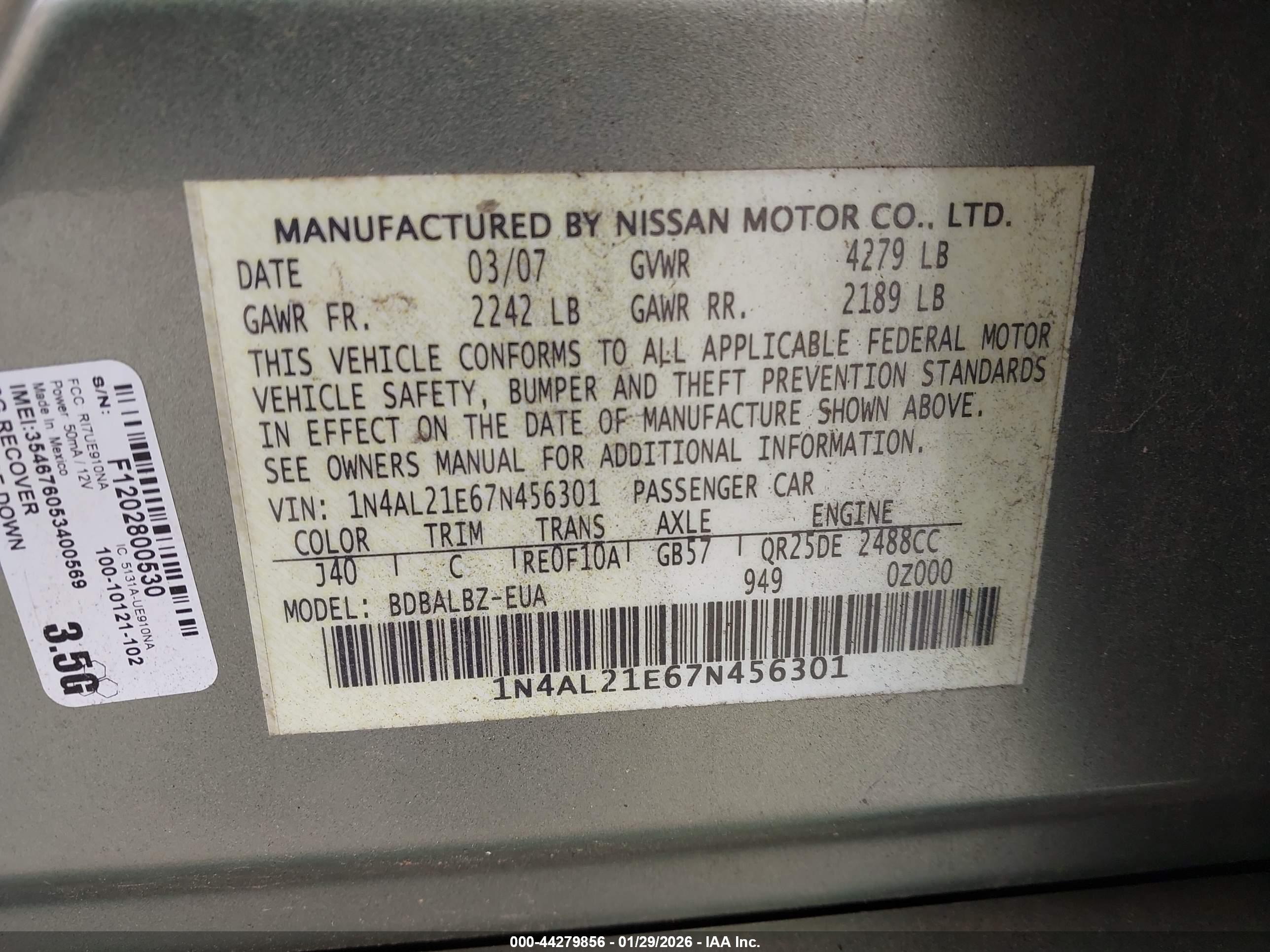 NISSAN ALTIMA image 9