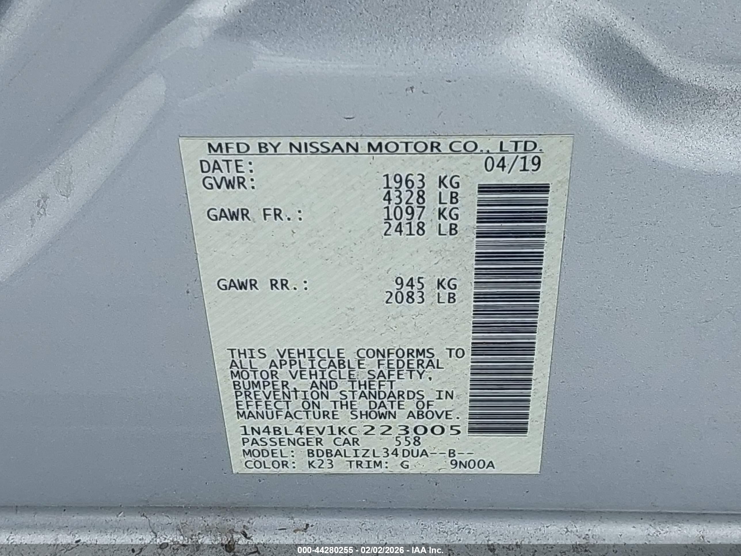 NISSAN ALTIMA image 9