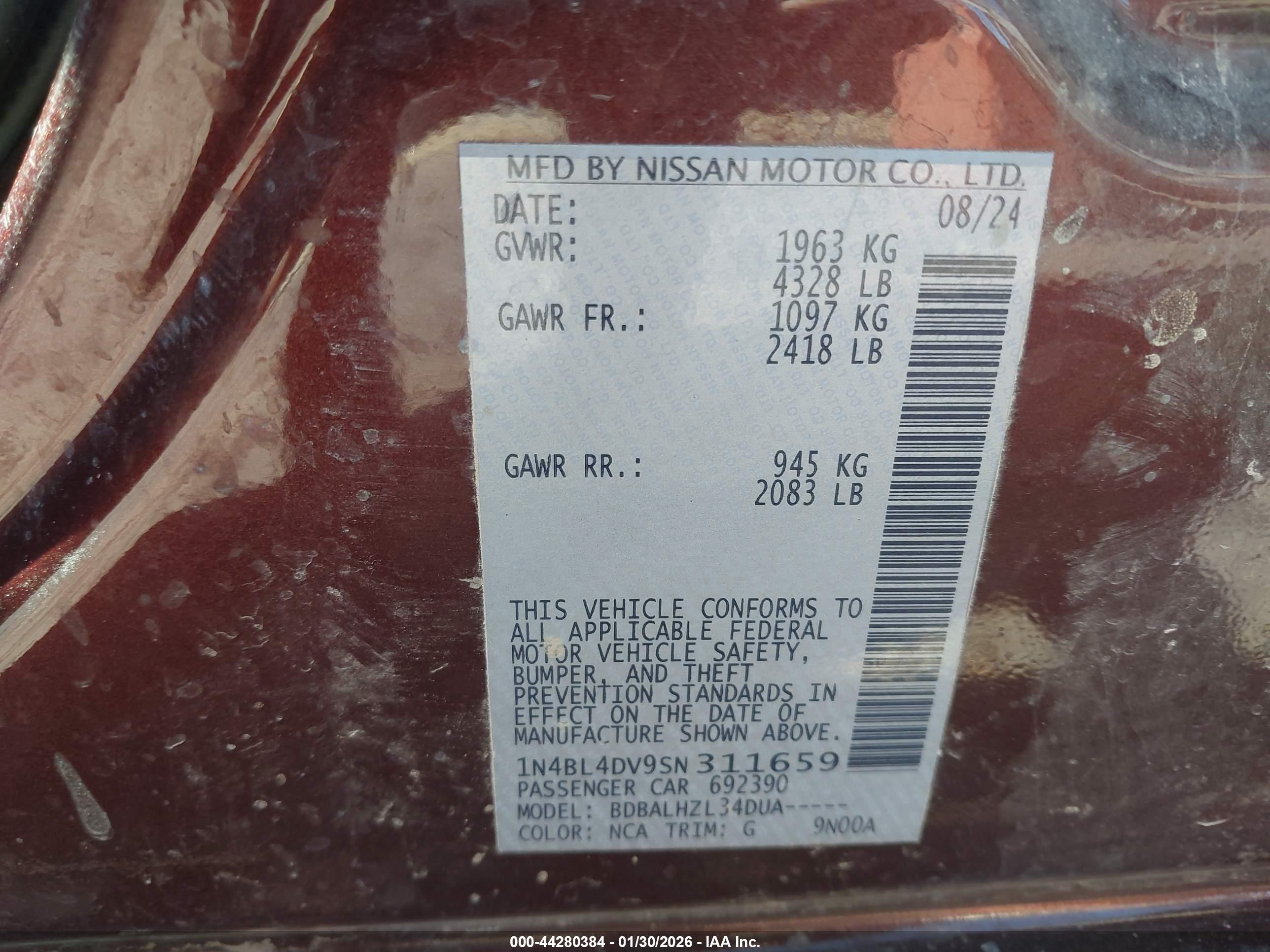NISSAN ALTIMA image 9