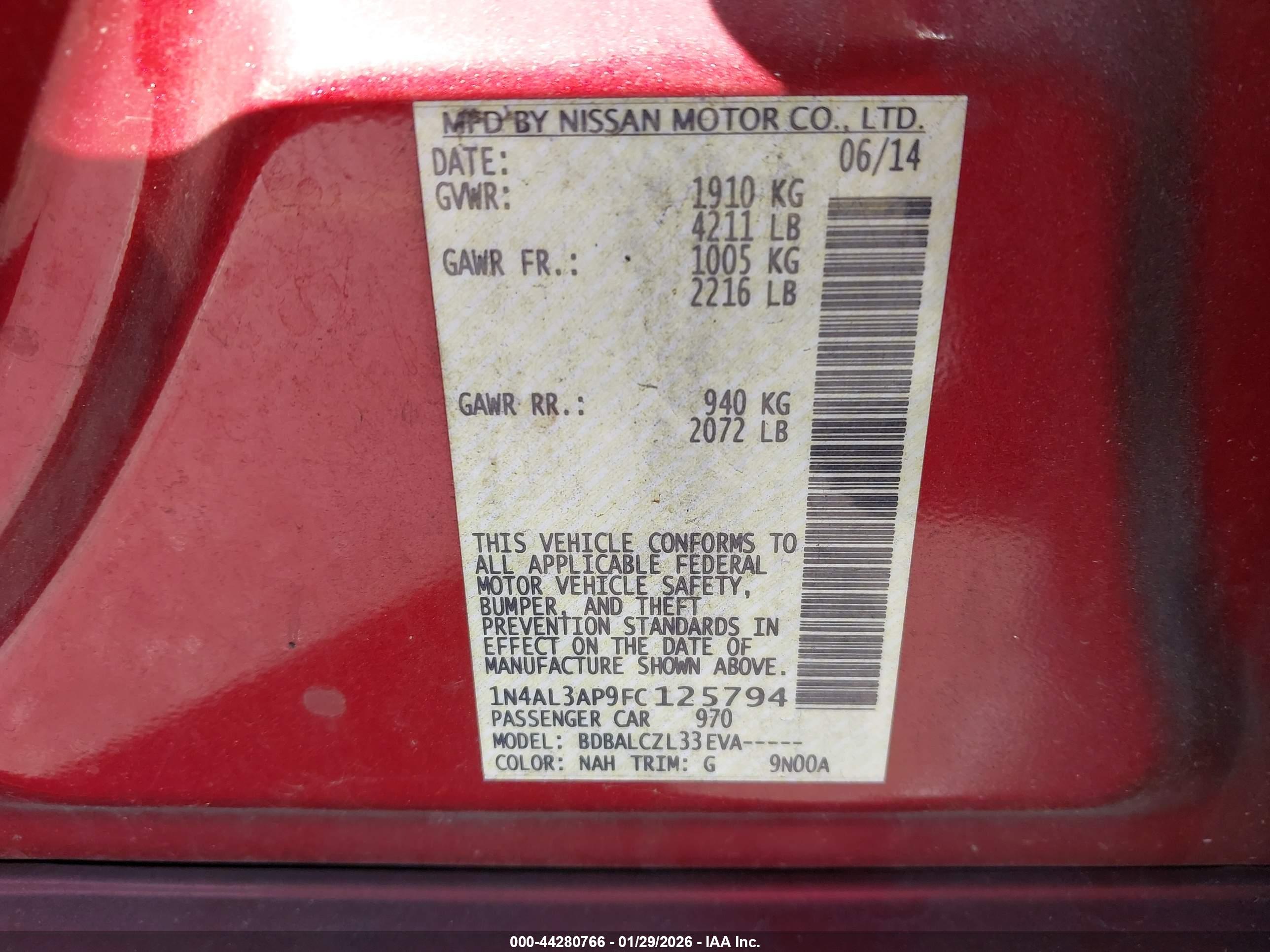 NISSAN ALTIMA image 9