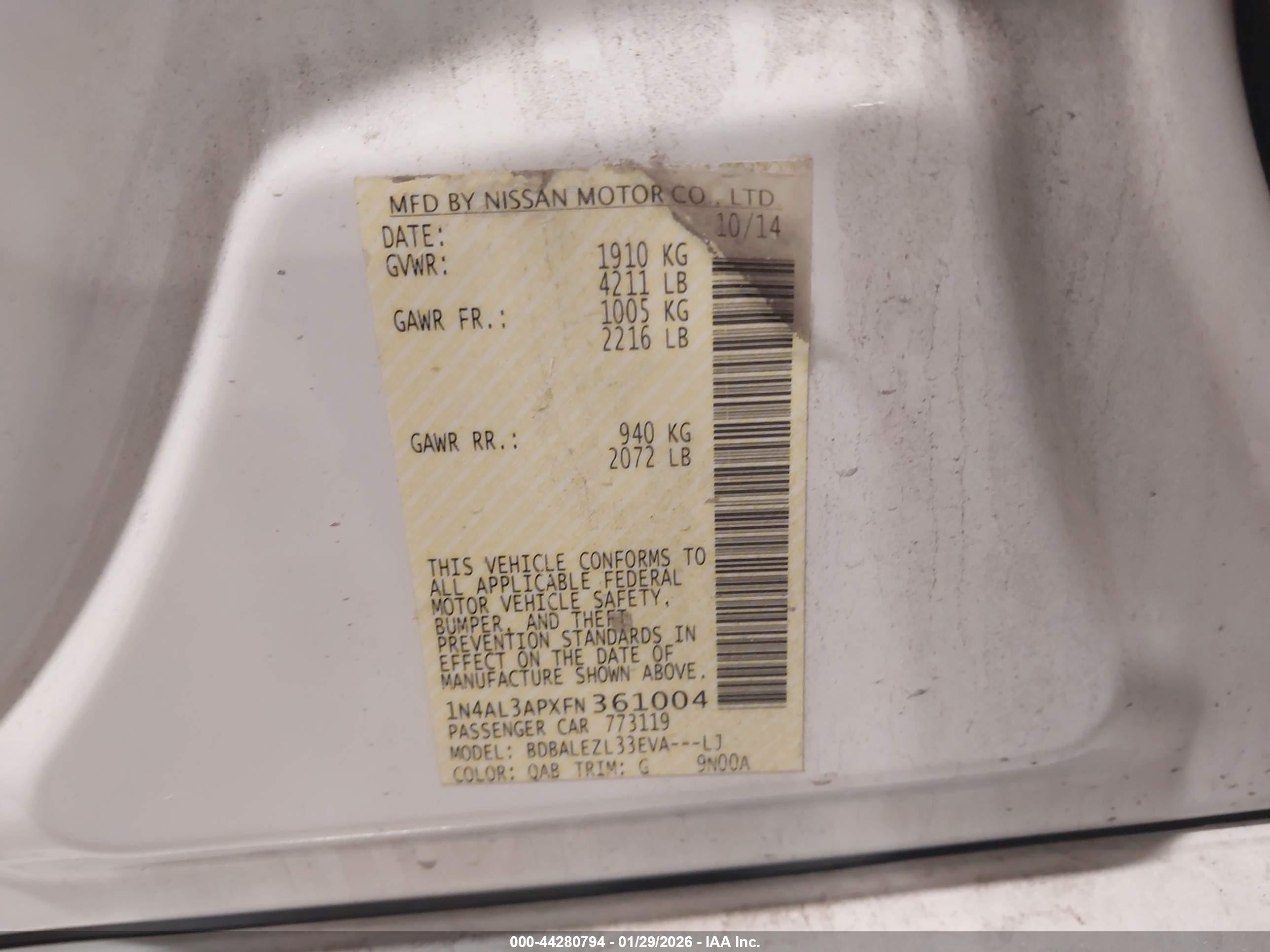 NISSAN ALTIMA image 9
