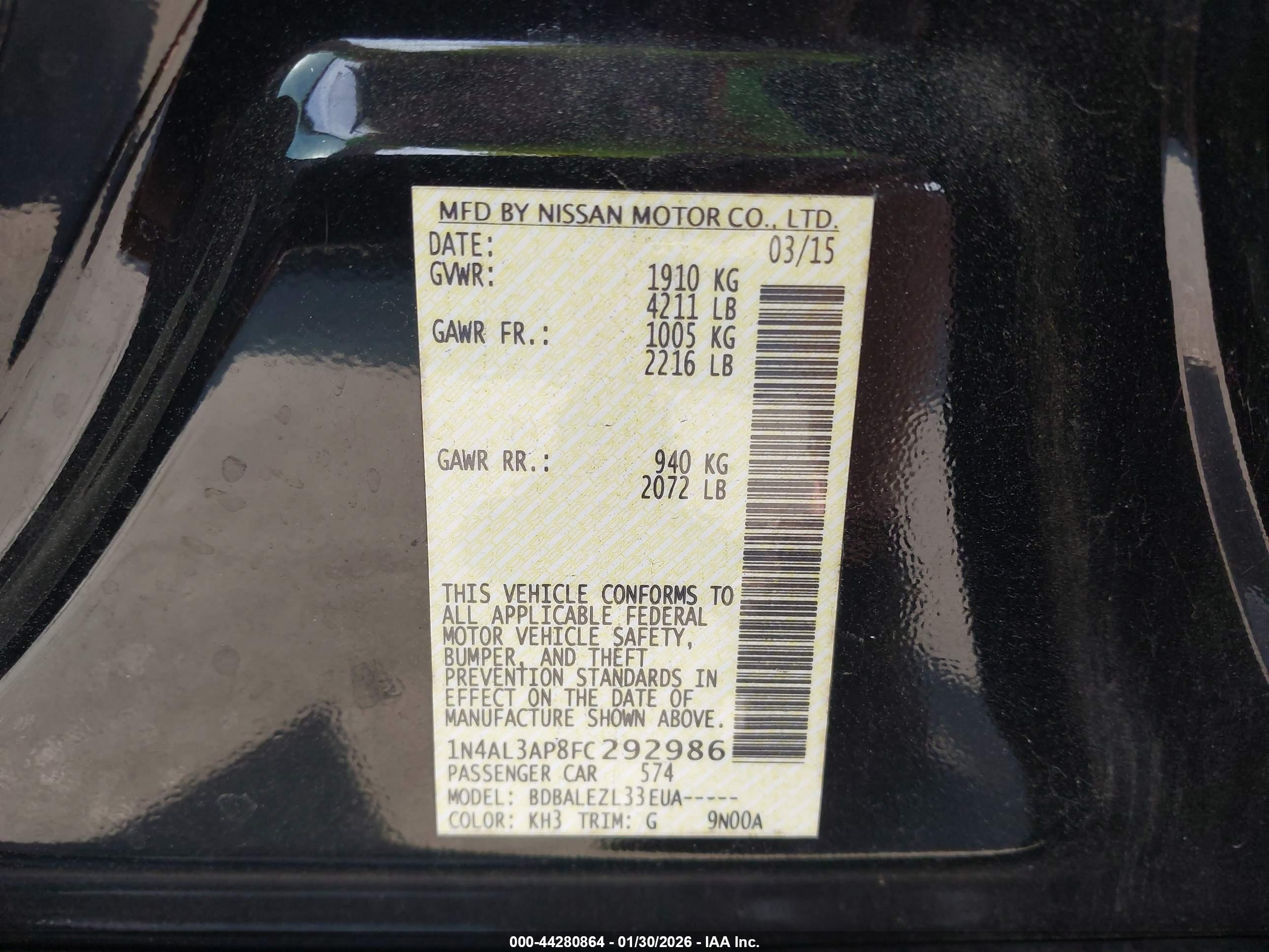 NISSAN ALTIMA image 9