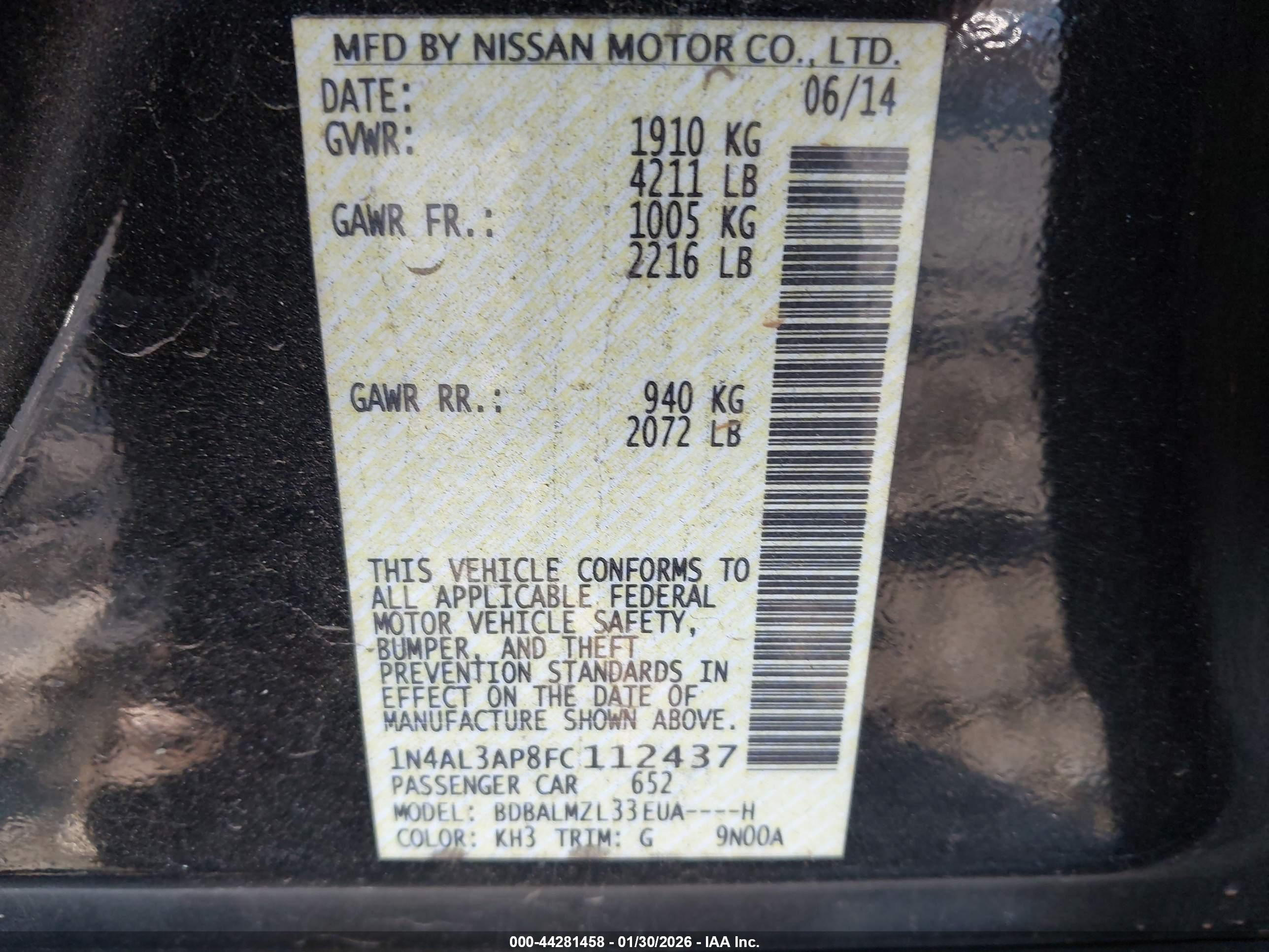 NISSAN ALTIMA image 9