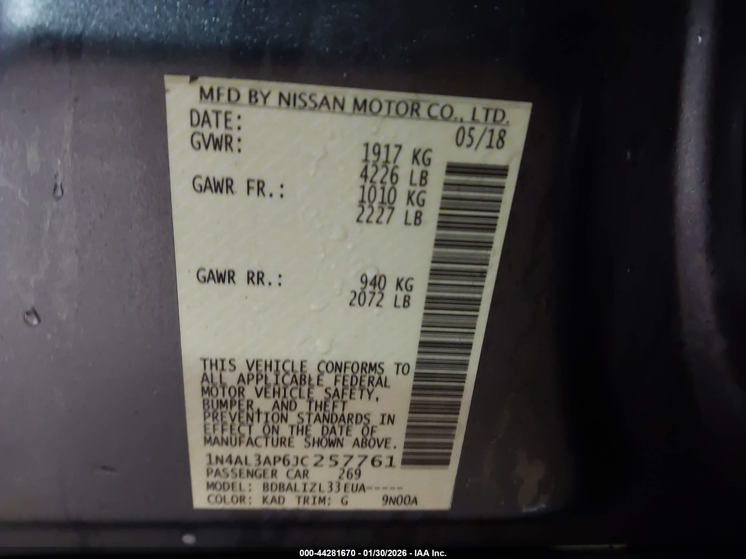 NISSAN ALTIMA image 9