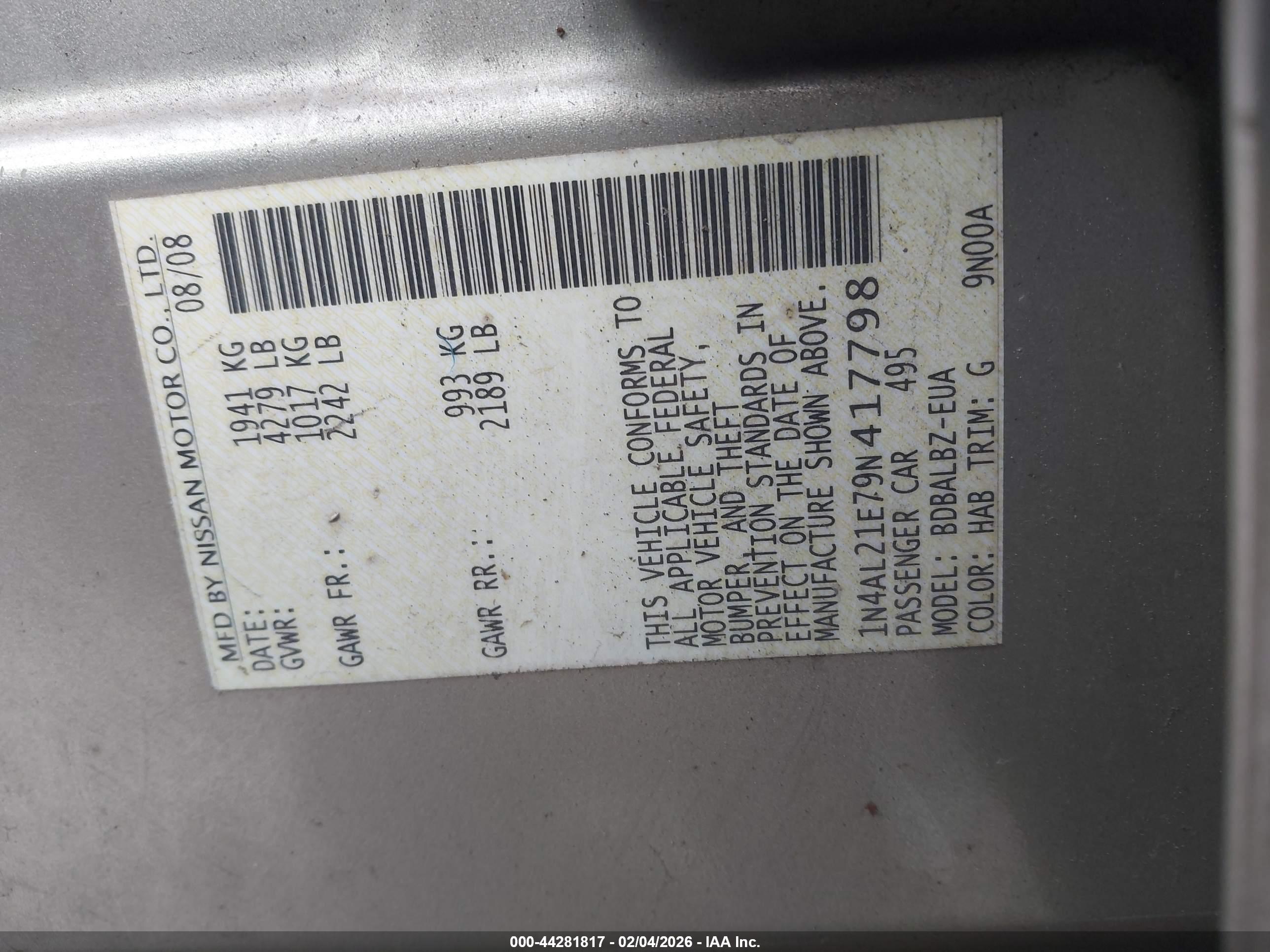 NISSAN ALTIMA image 9