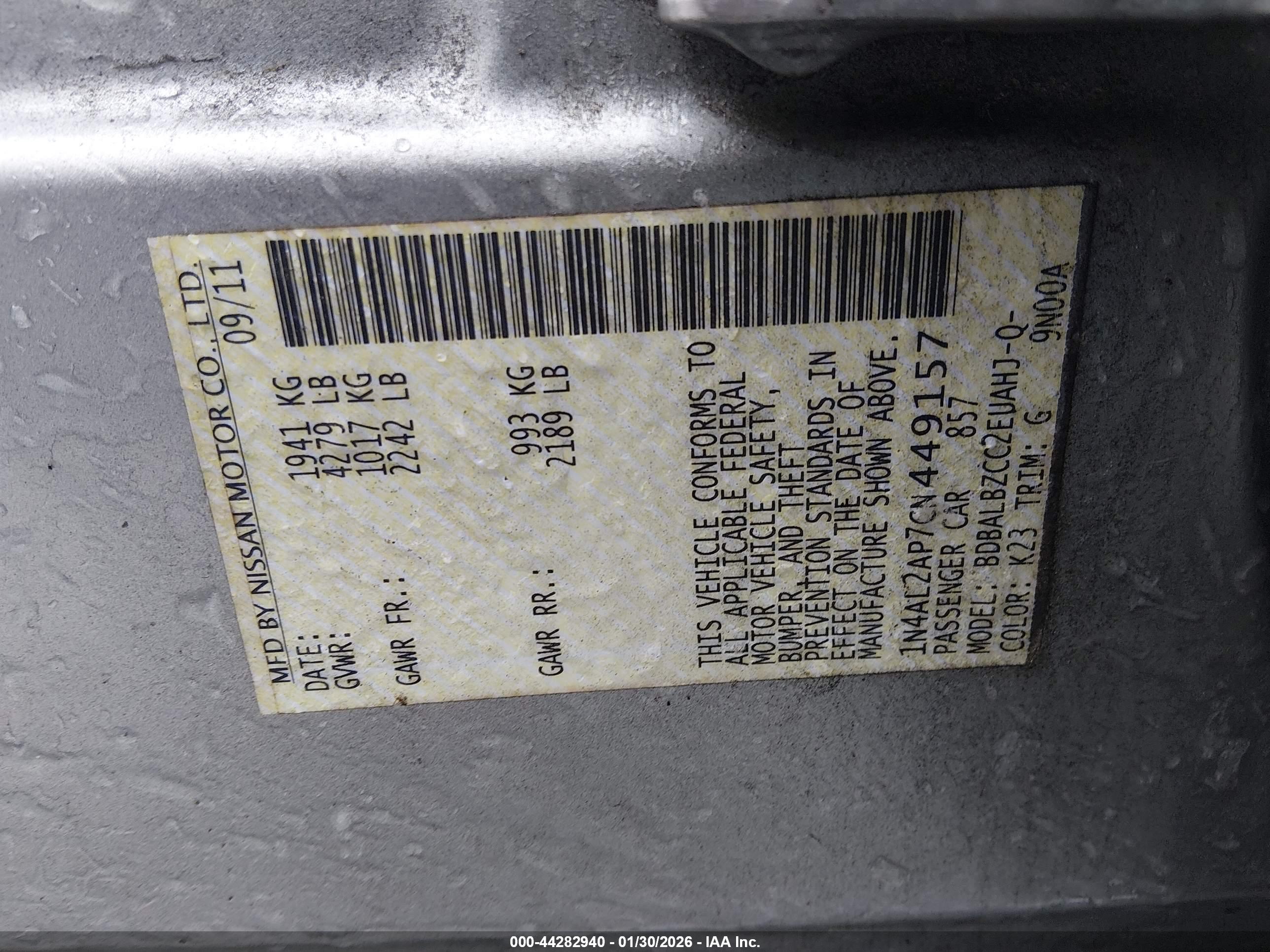 NISSAN ALTIMA image 9