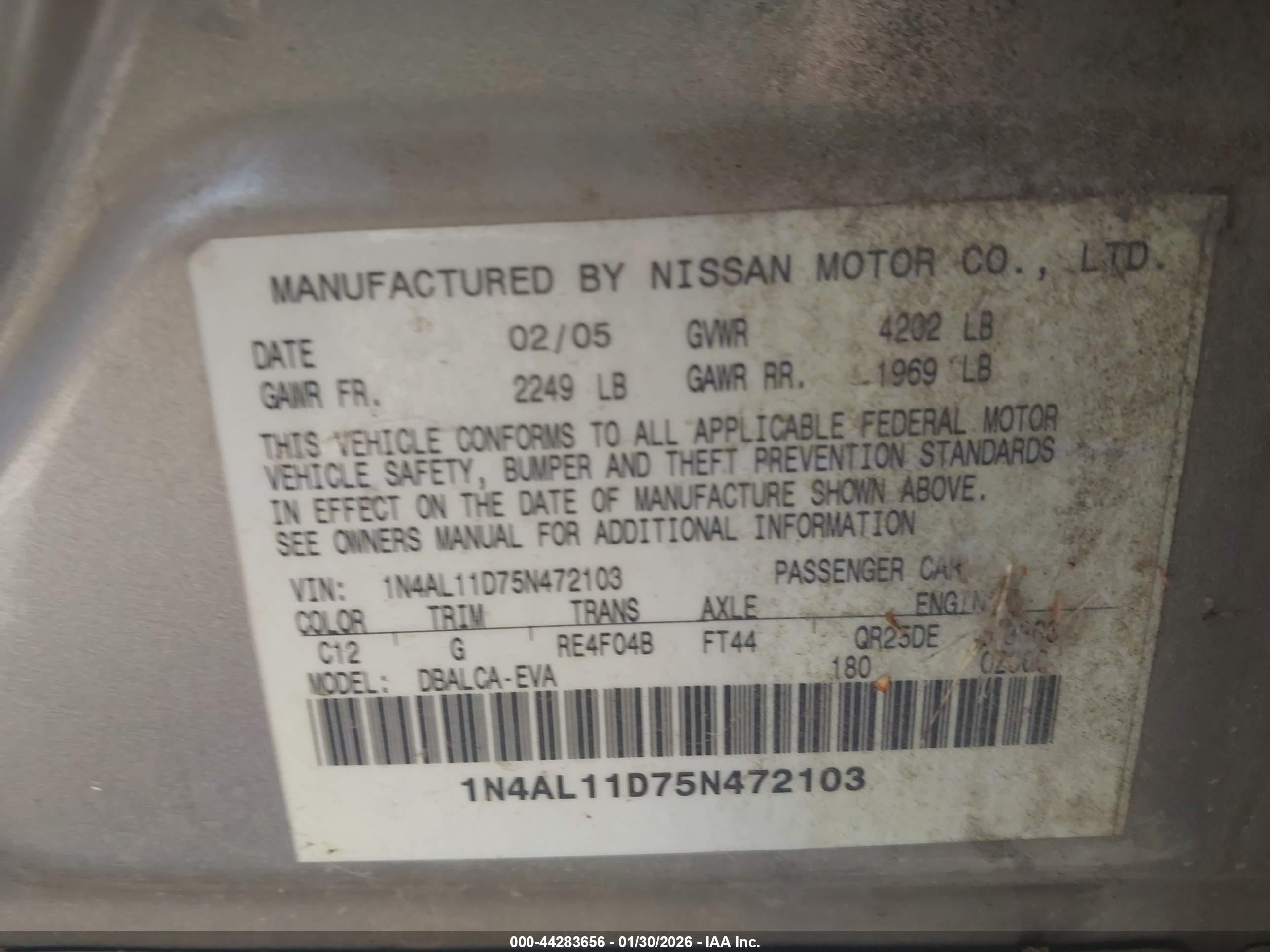 NISSAN ALTIMA image 9