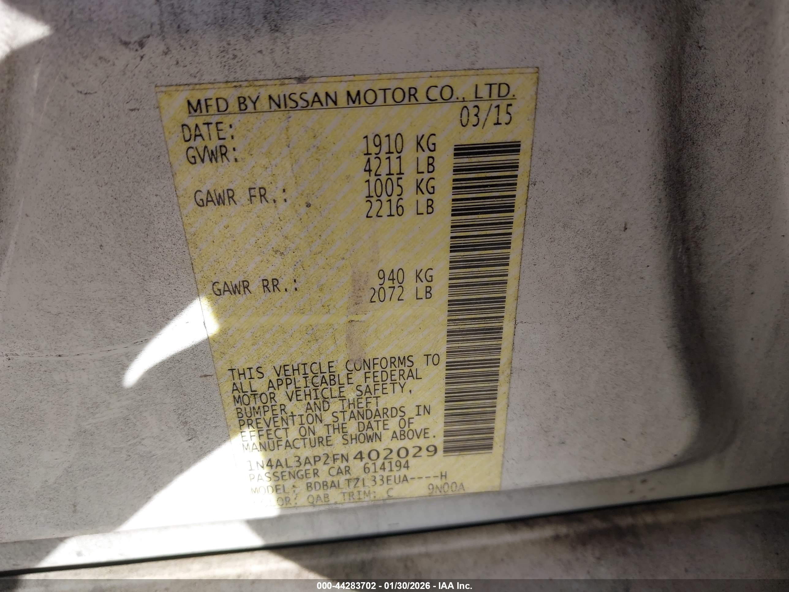 NISSAN ALTIMA image 9