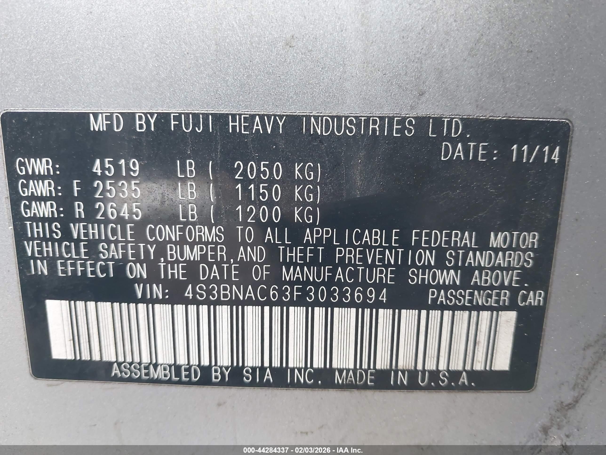 SUBARU LEGACY image 9