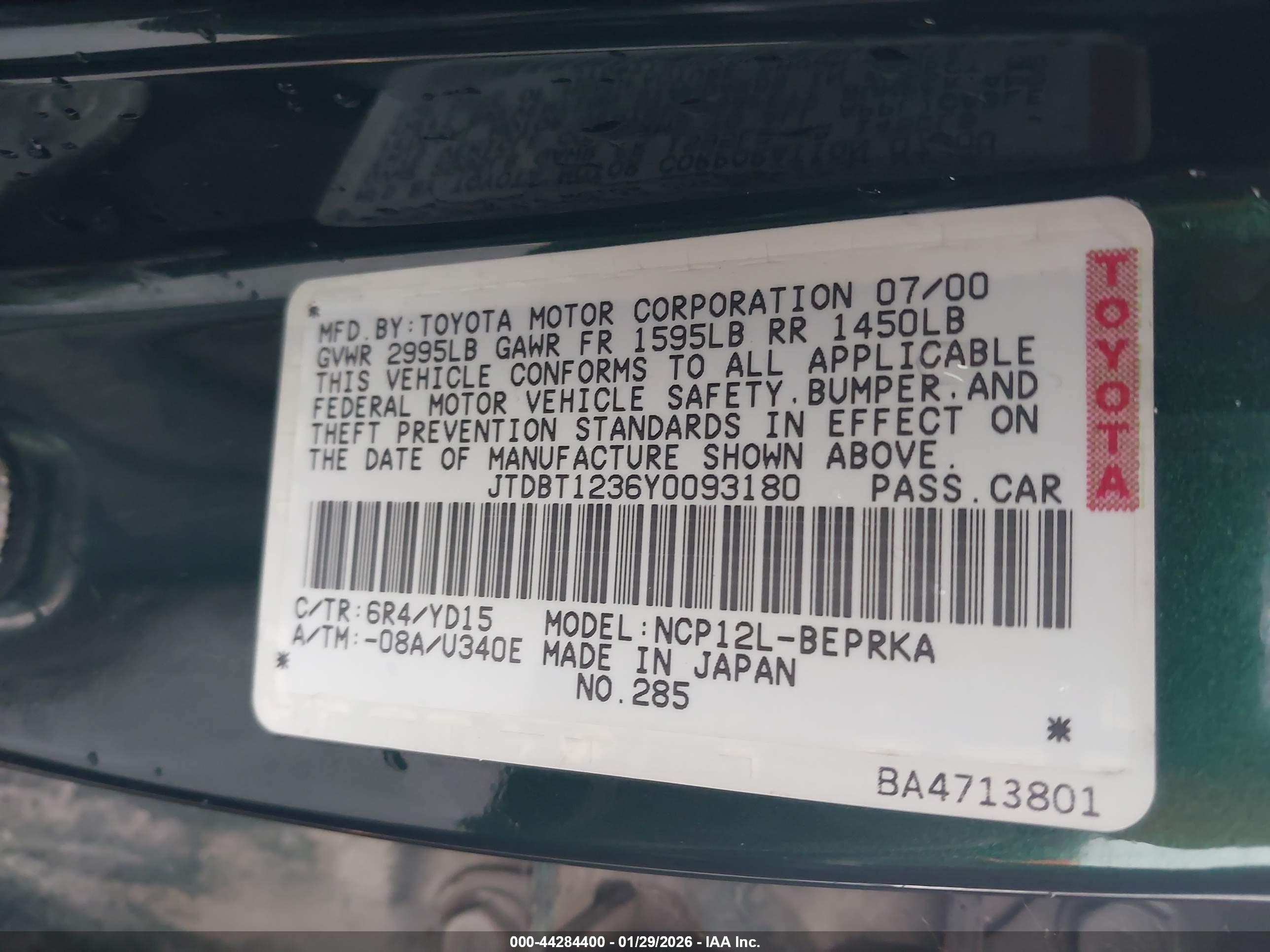 TOYOTA ECHO image 9