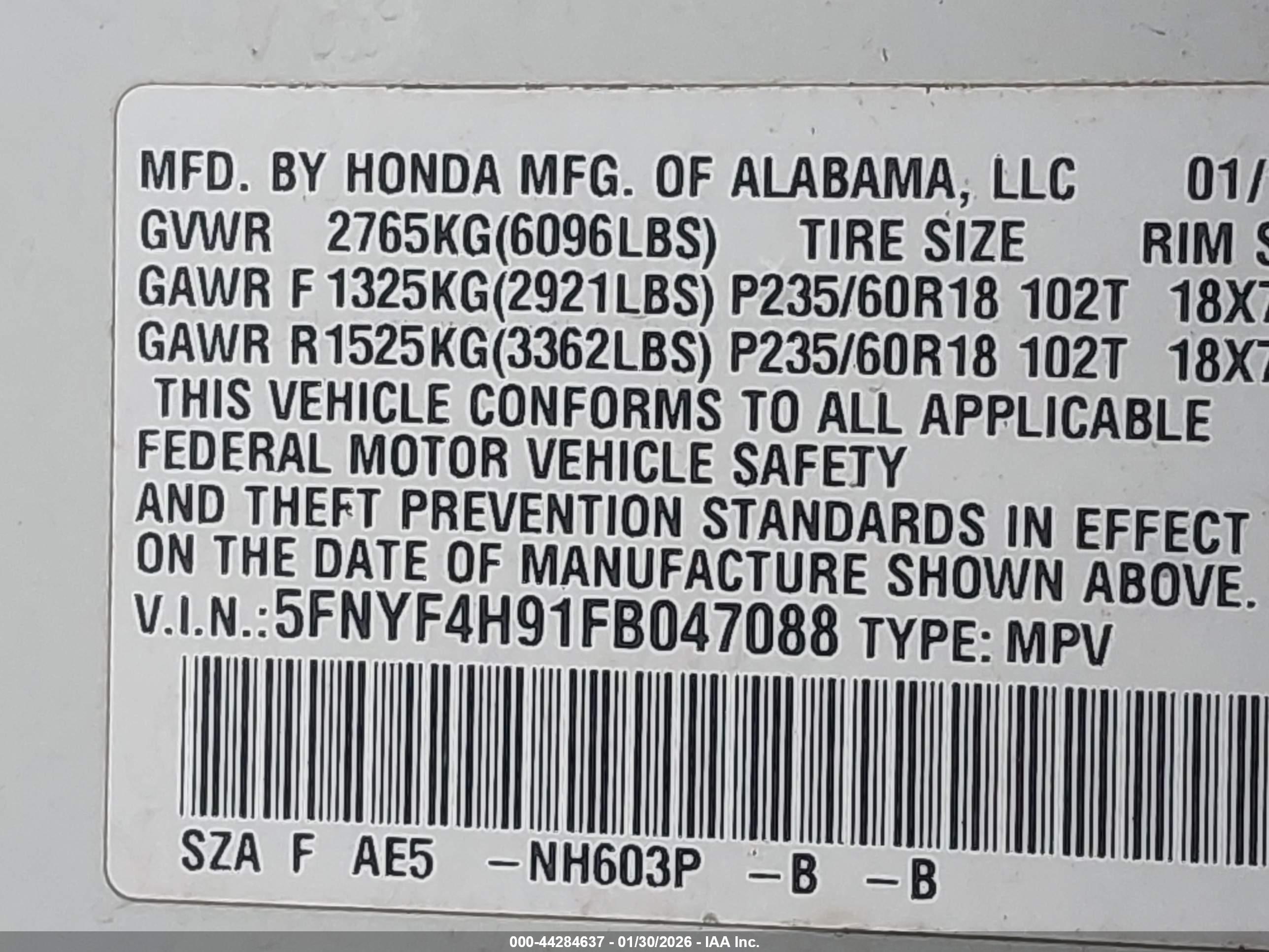 HONDA PILOT image 9