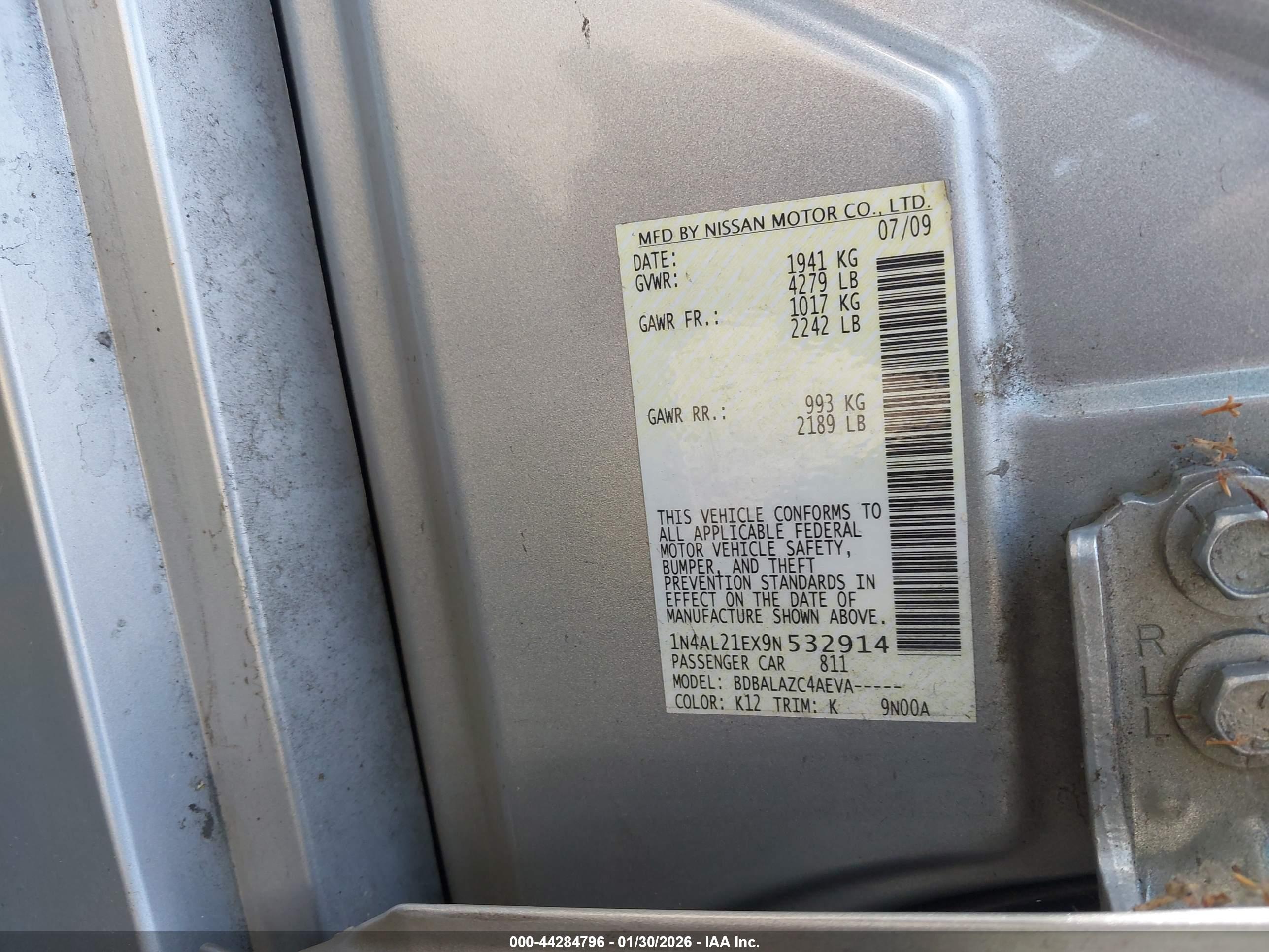 NISSAN ALTIMA image 9
