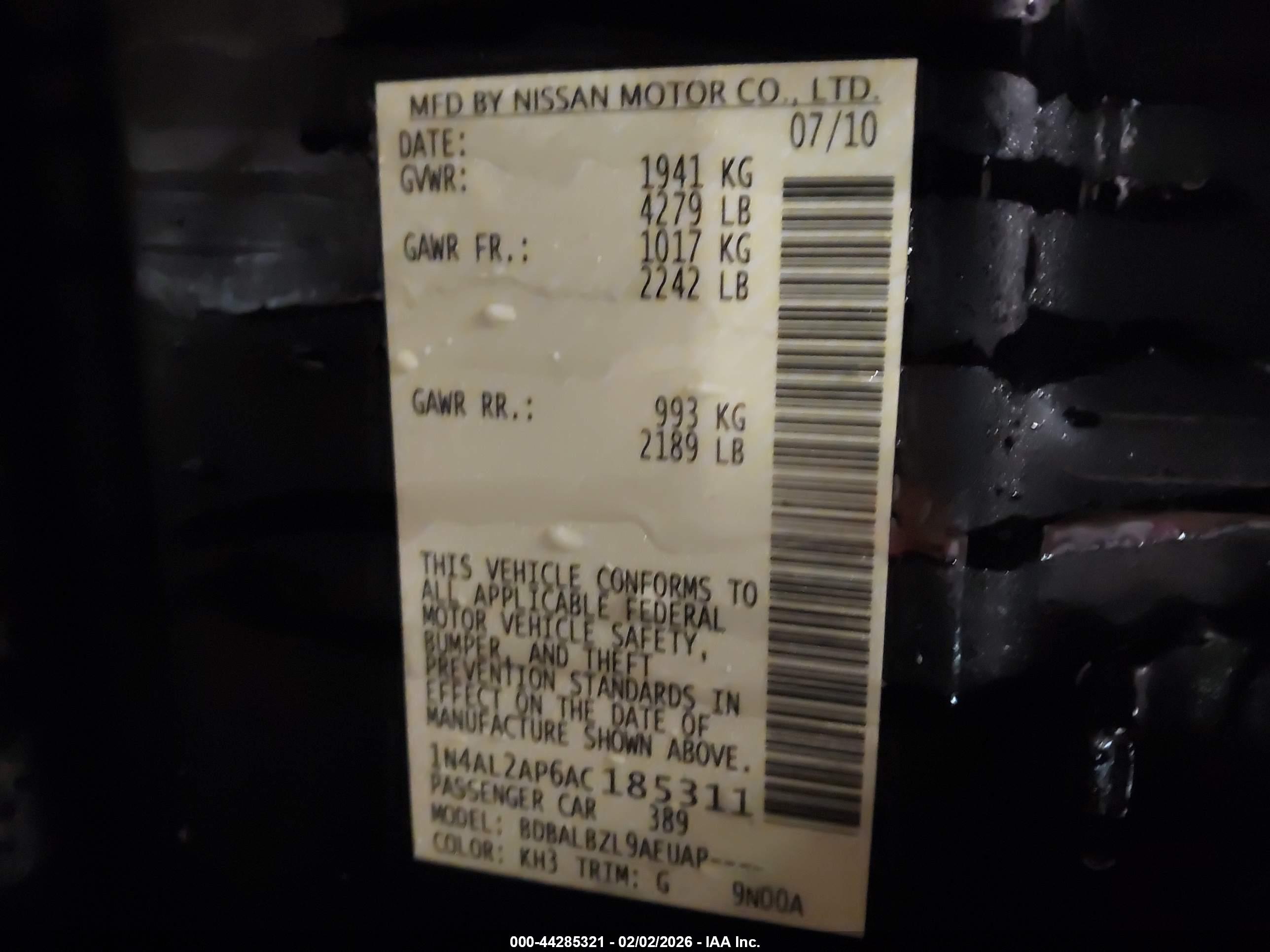 NISSAN ALTIMA image 9