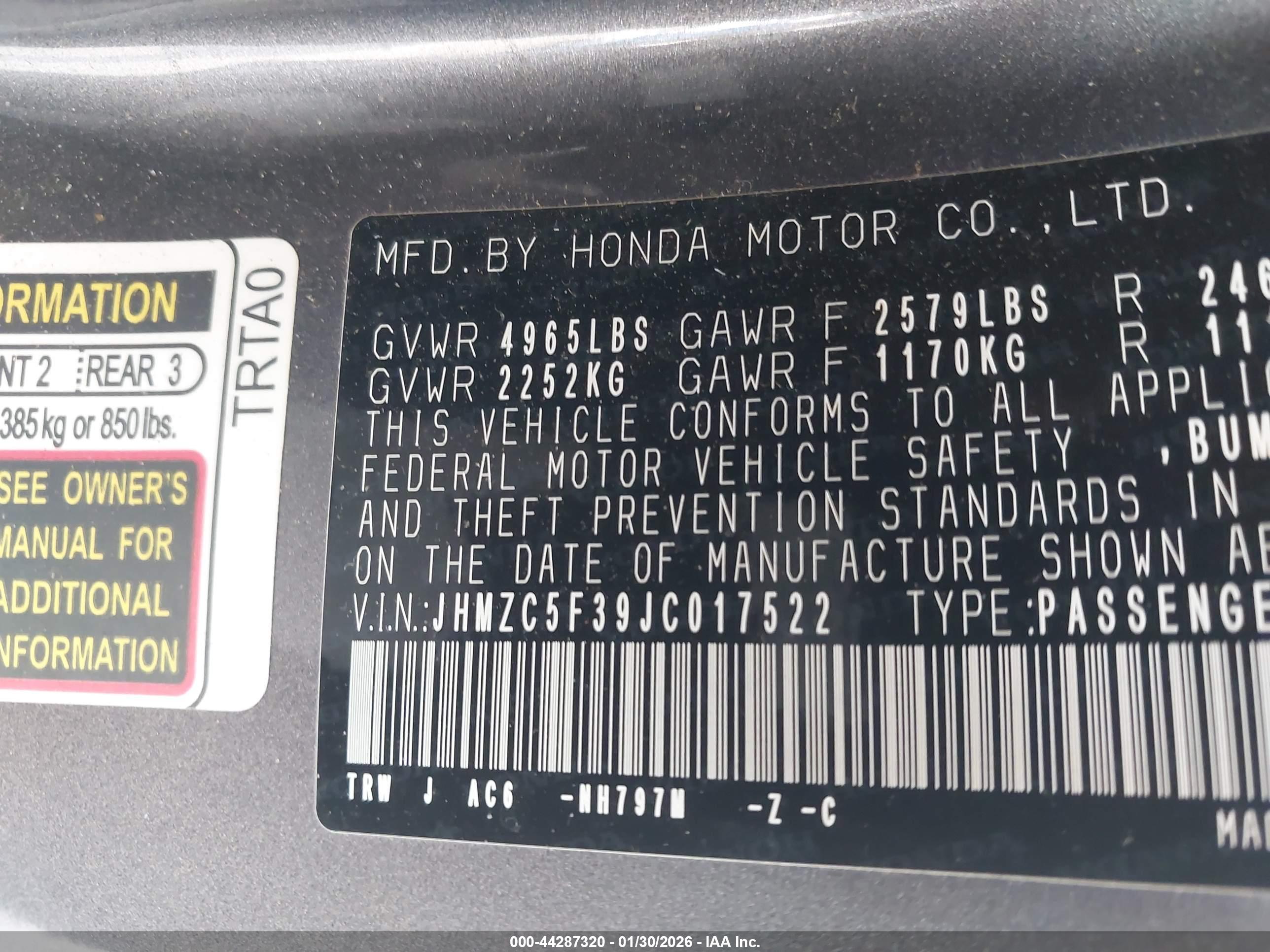 HONDA CLARITY image 9