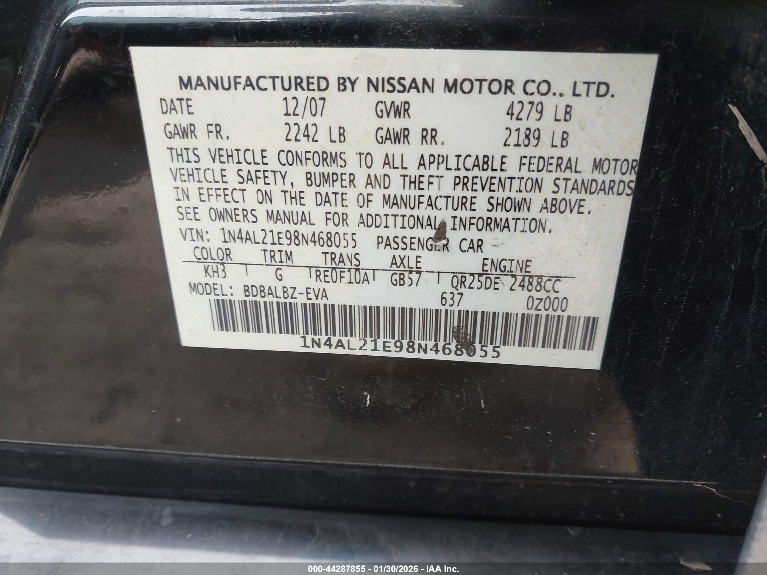NISSAN ALTIMA image 9