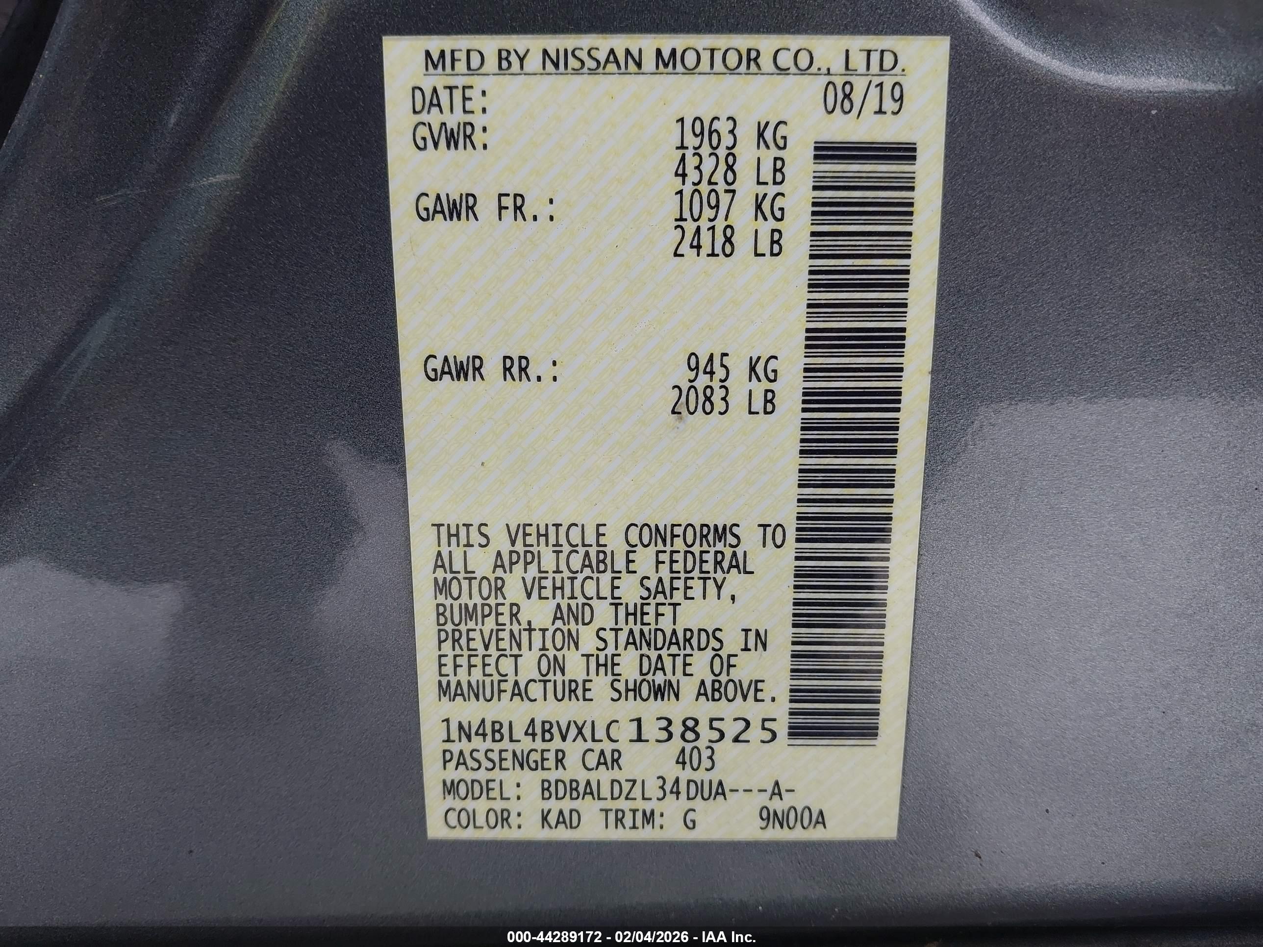 NISSAN ALTIMA image 9
