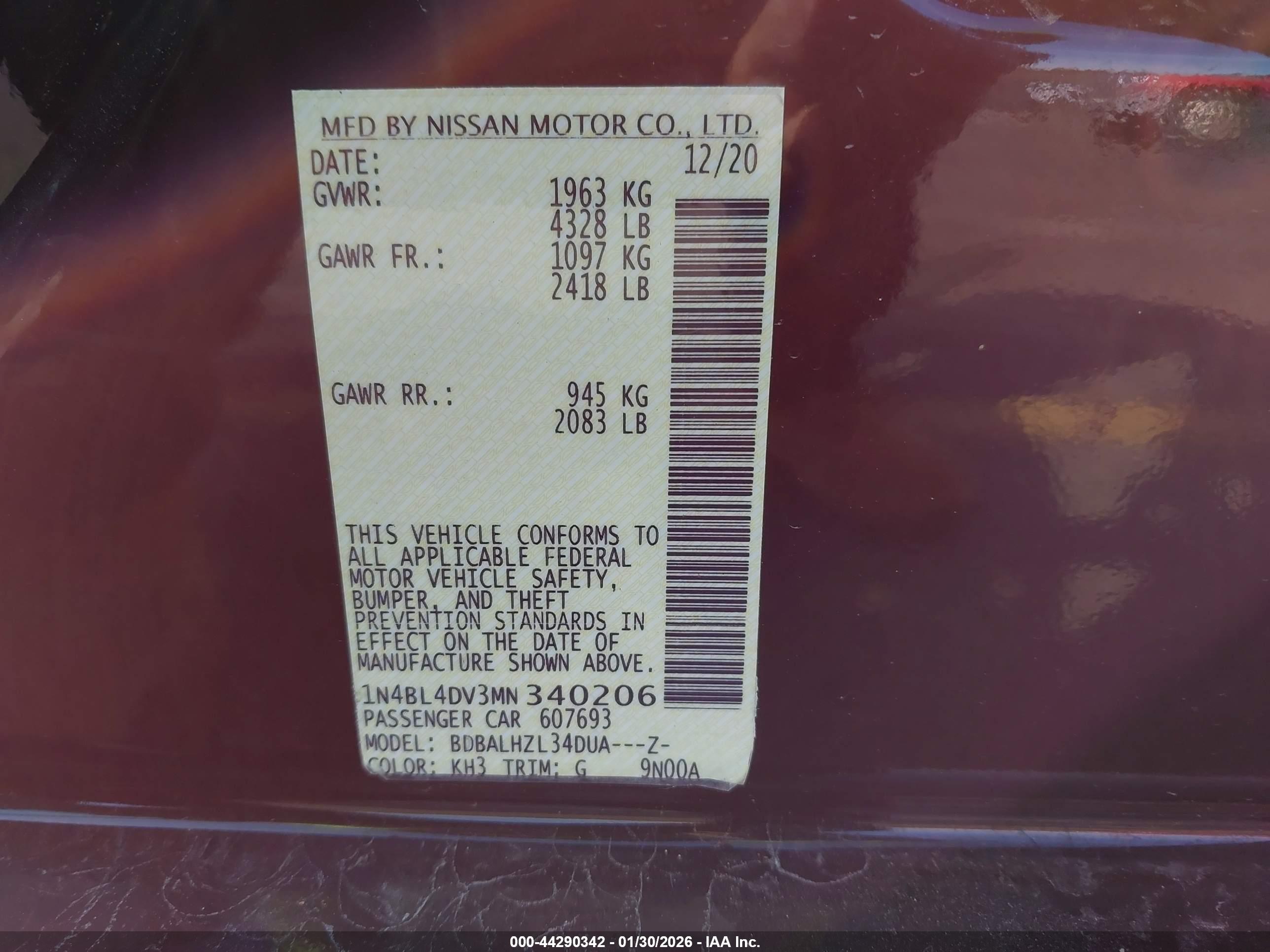 NISSAN ALTIMA image 9