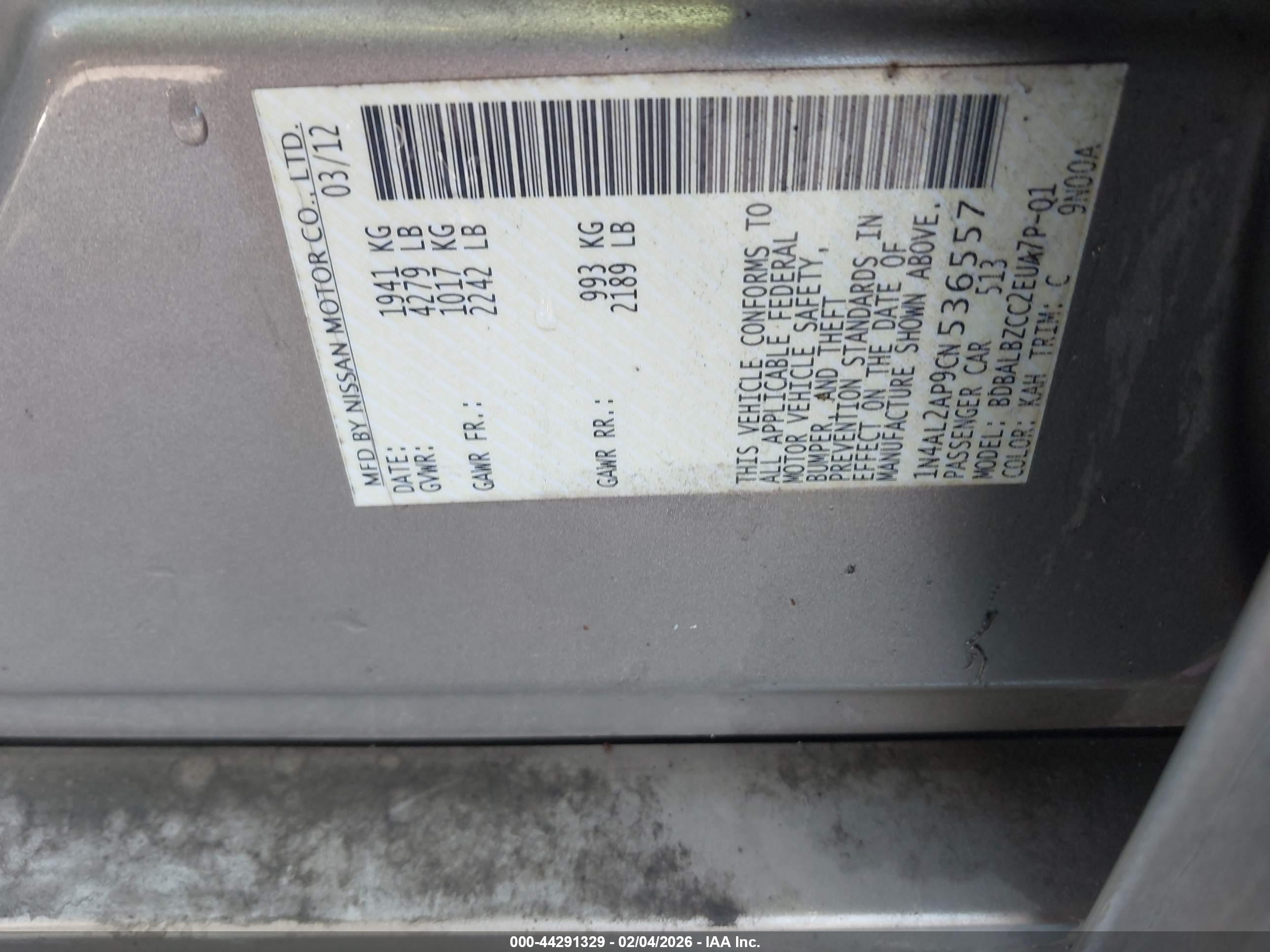 NISSAN ALTIMA image 9
