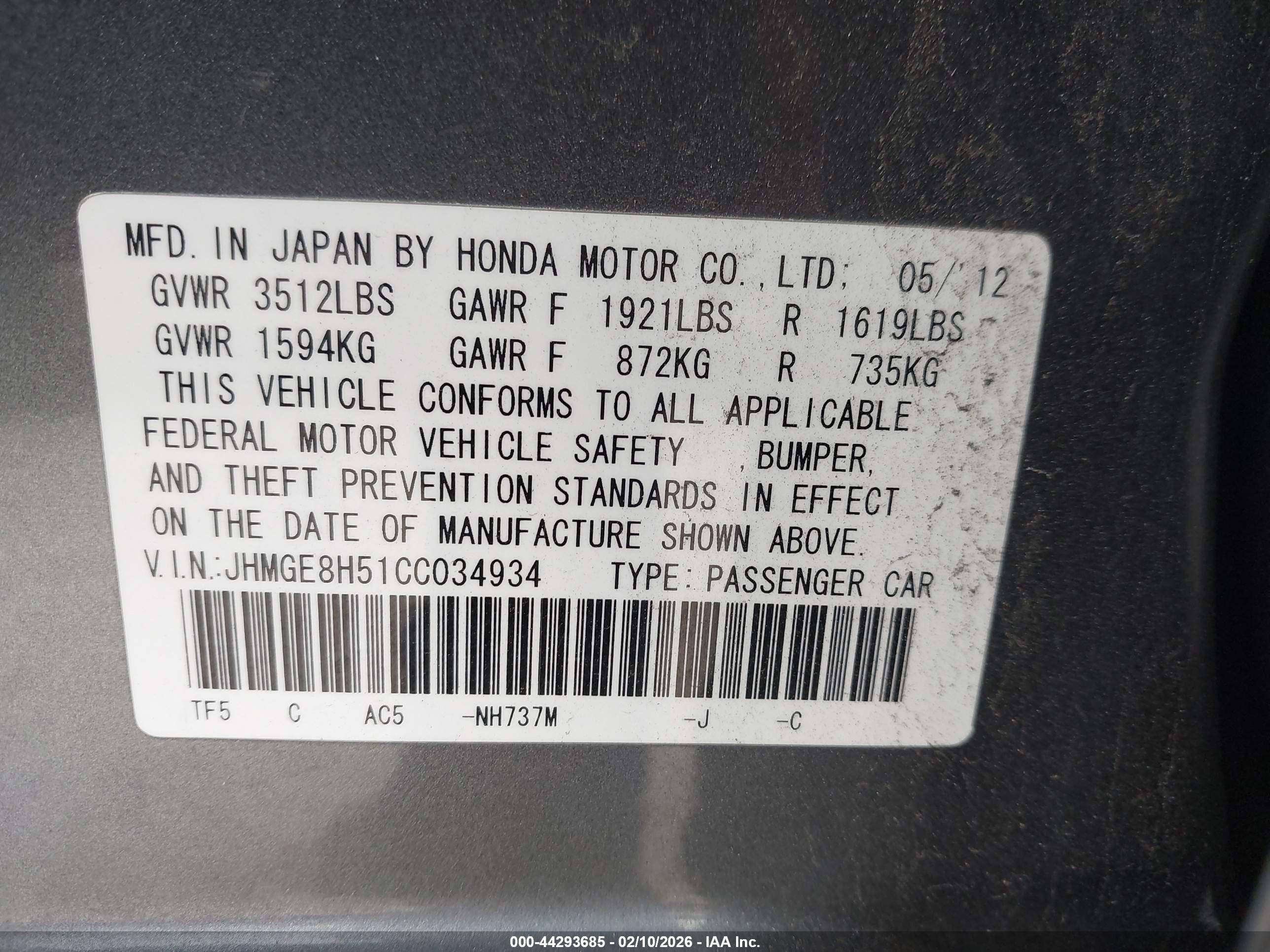 HONDA FIT image 9
