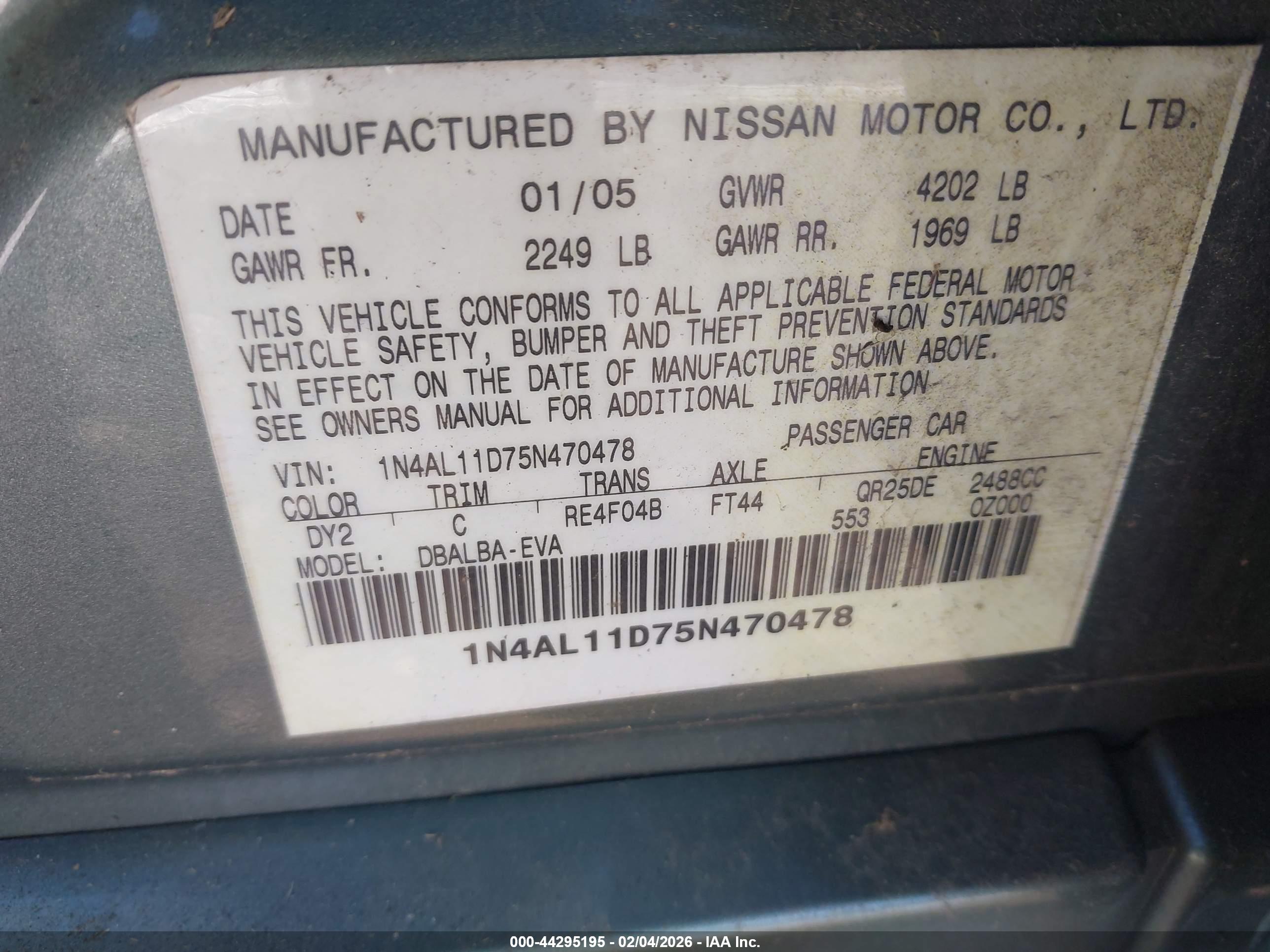 NISSAN ALTIMA image 9