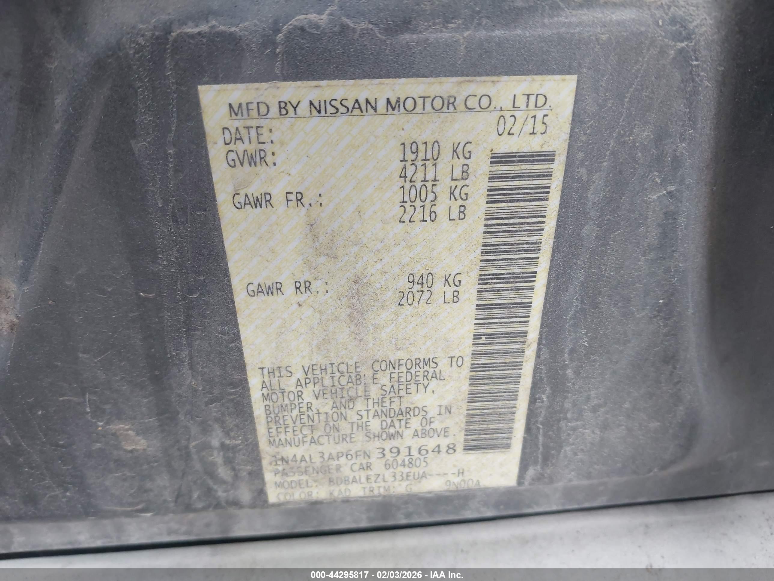 NISSAN ALTIMA image 9