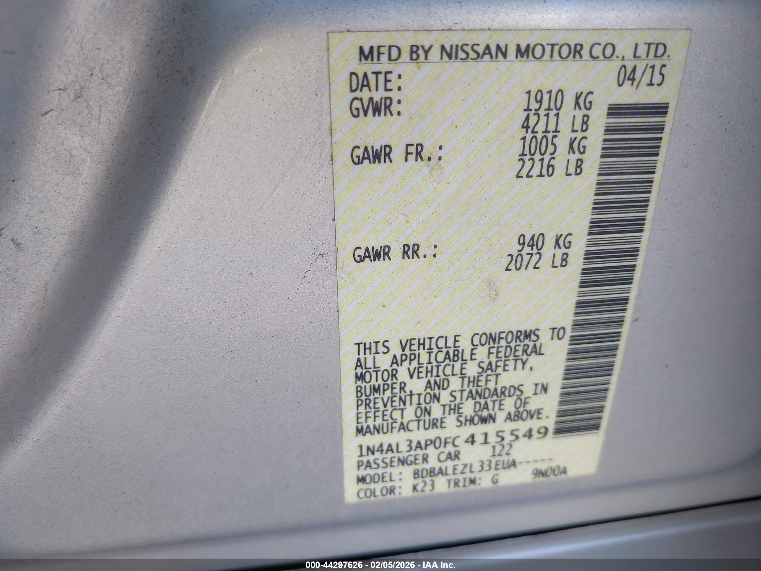 NISSAN ALTIMA image 9