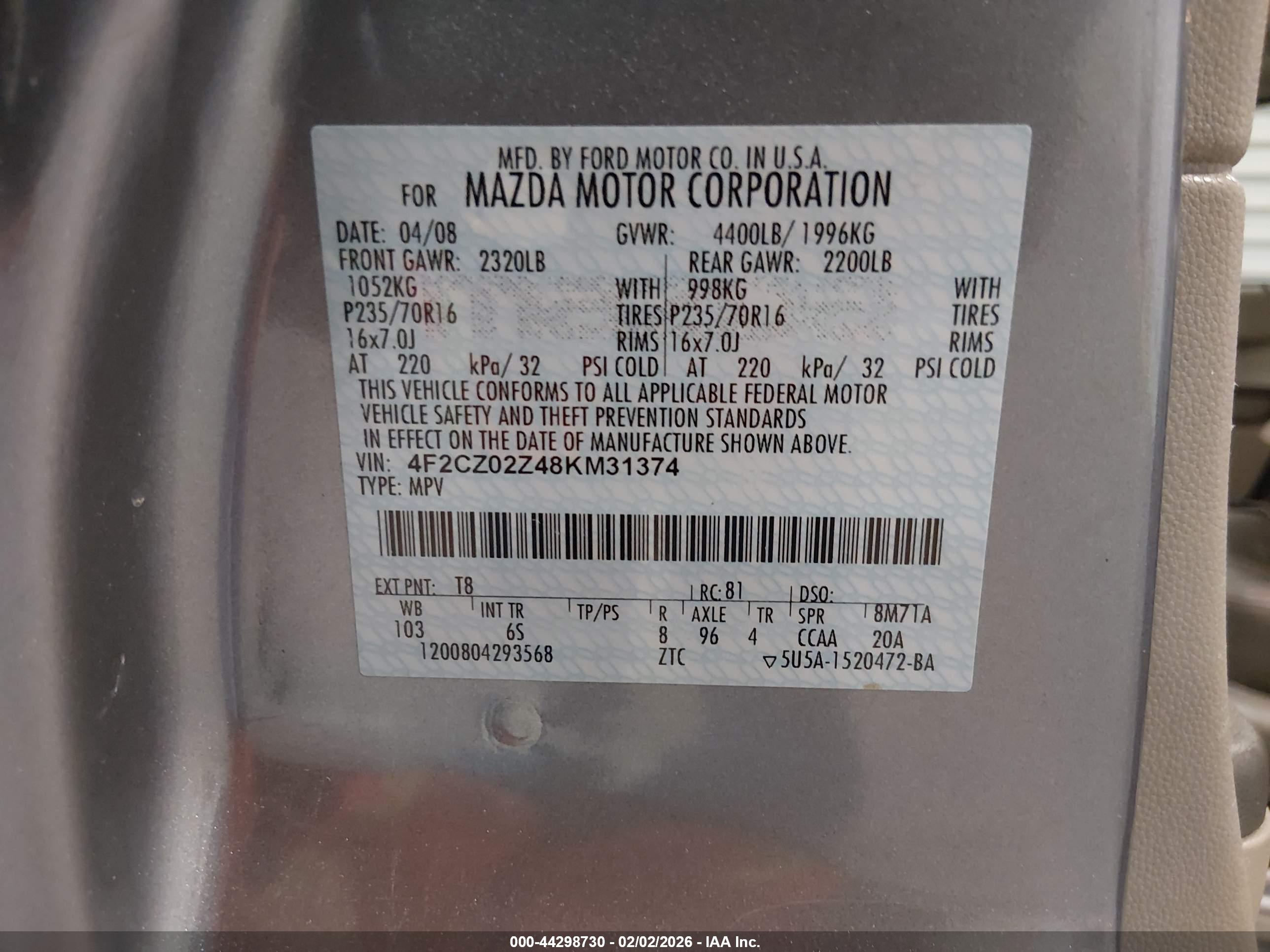 MAZDA TRIBUTE image 9