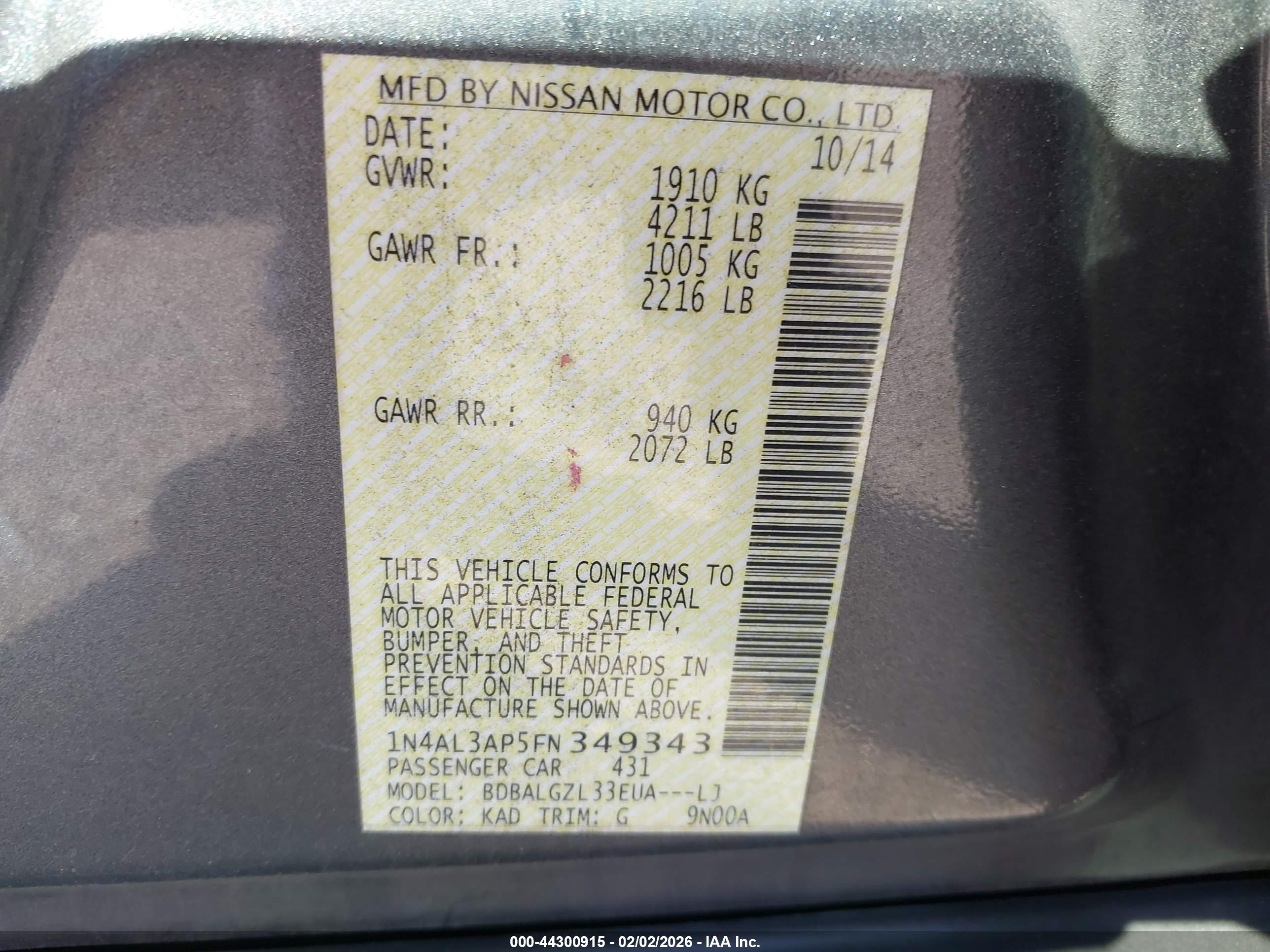 NISSAN ALTIMA image 9