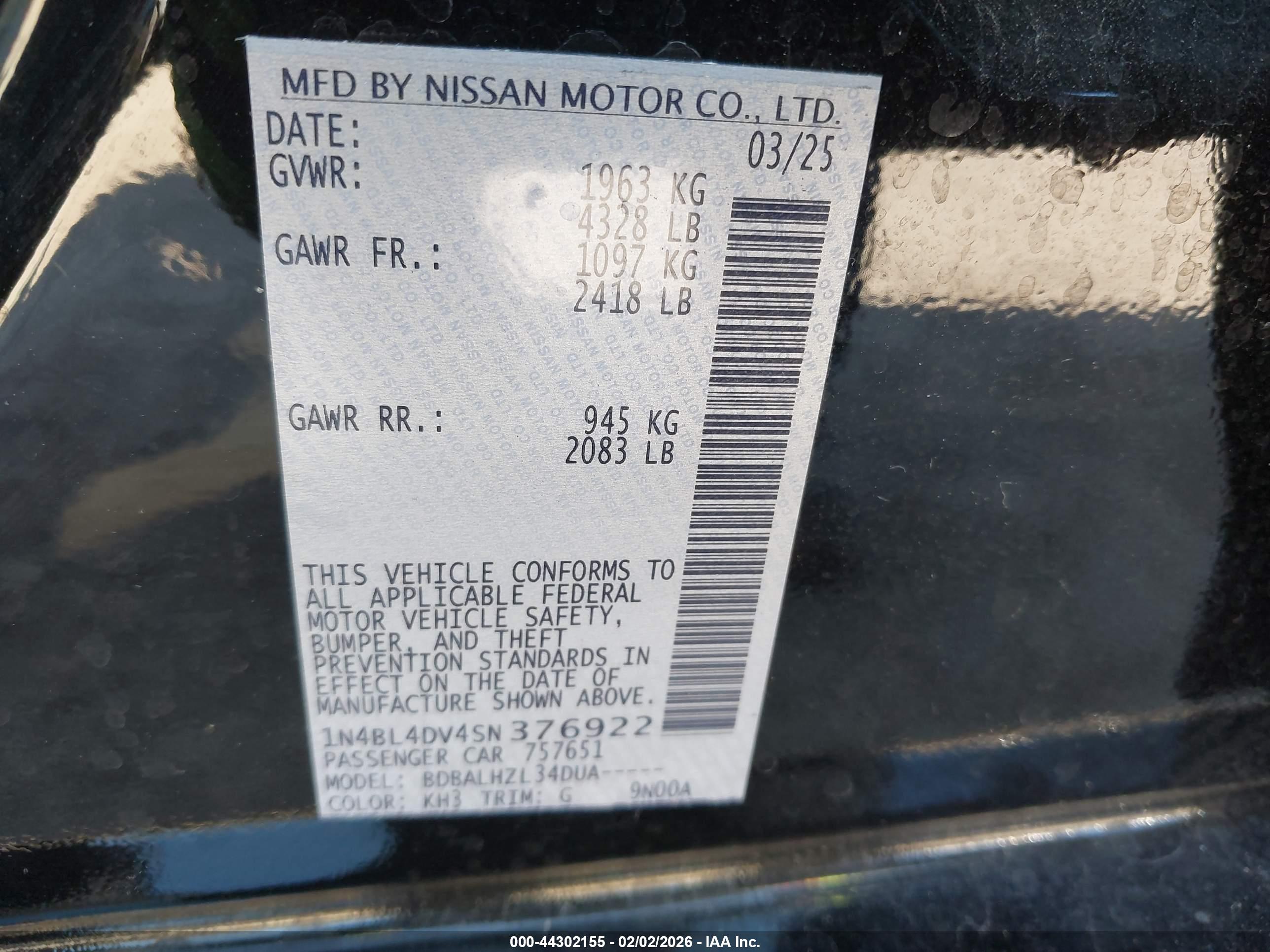 NISSAN ALTIMA image 9