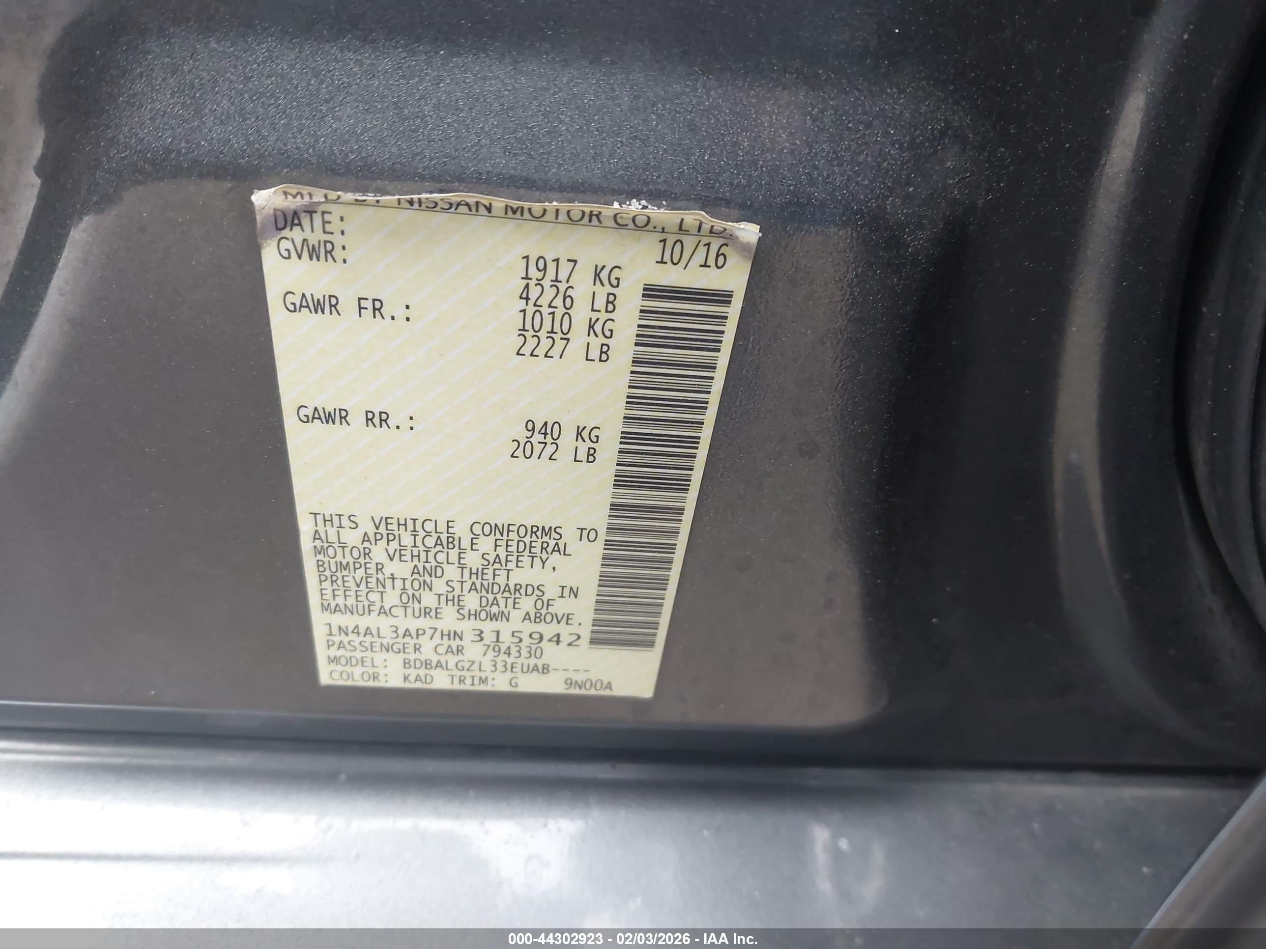 NISSAN ALTIMA image 9