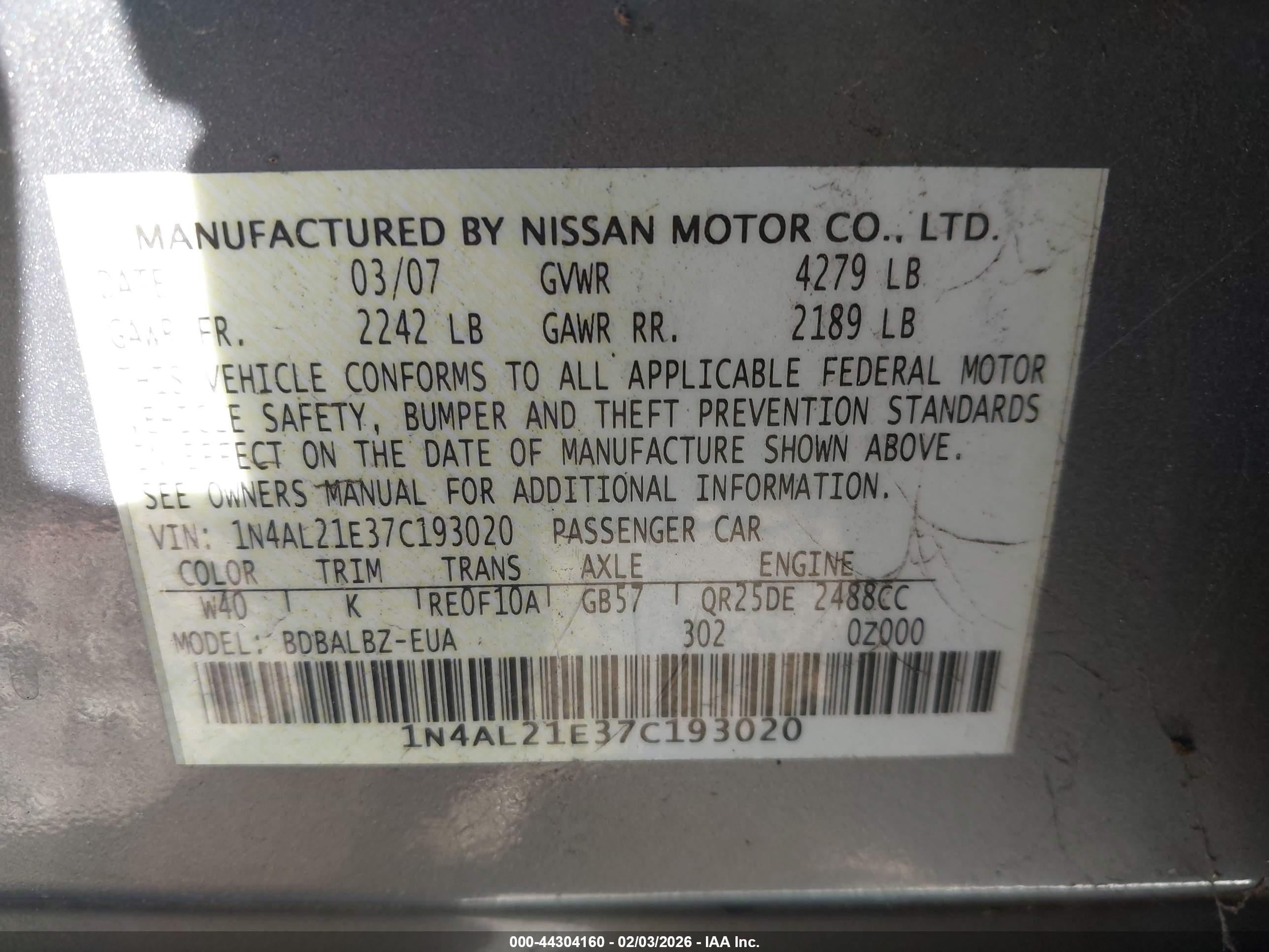 NISSAN ALTIMA image 9