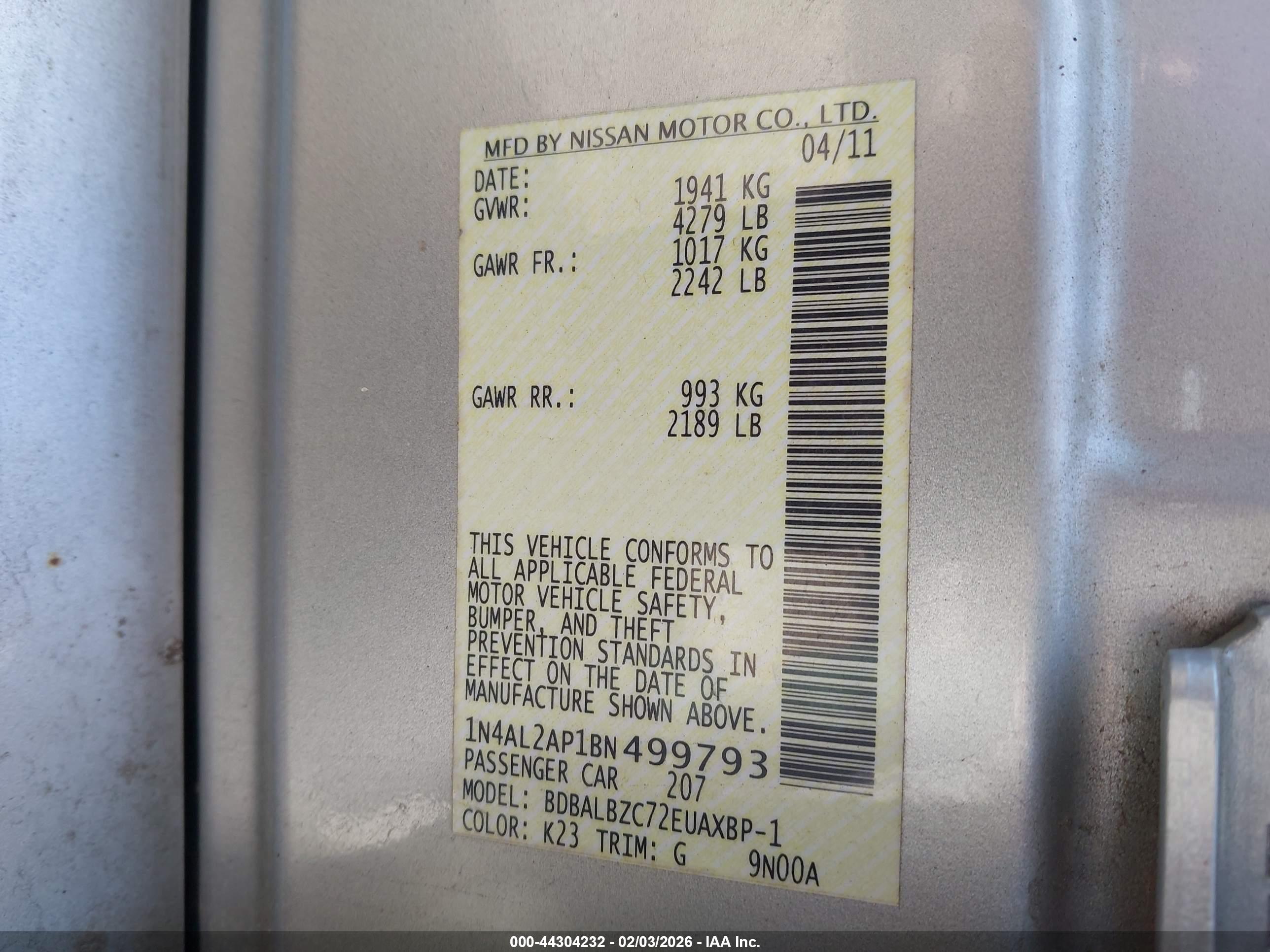 NISSAN ALTIMA image 9