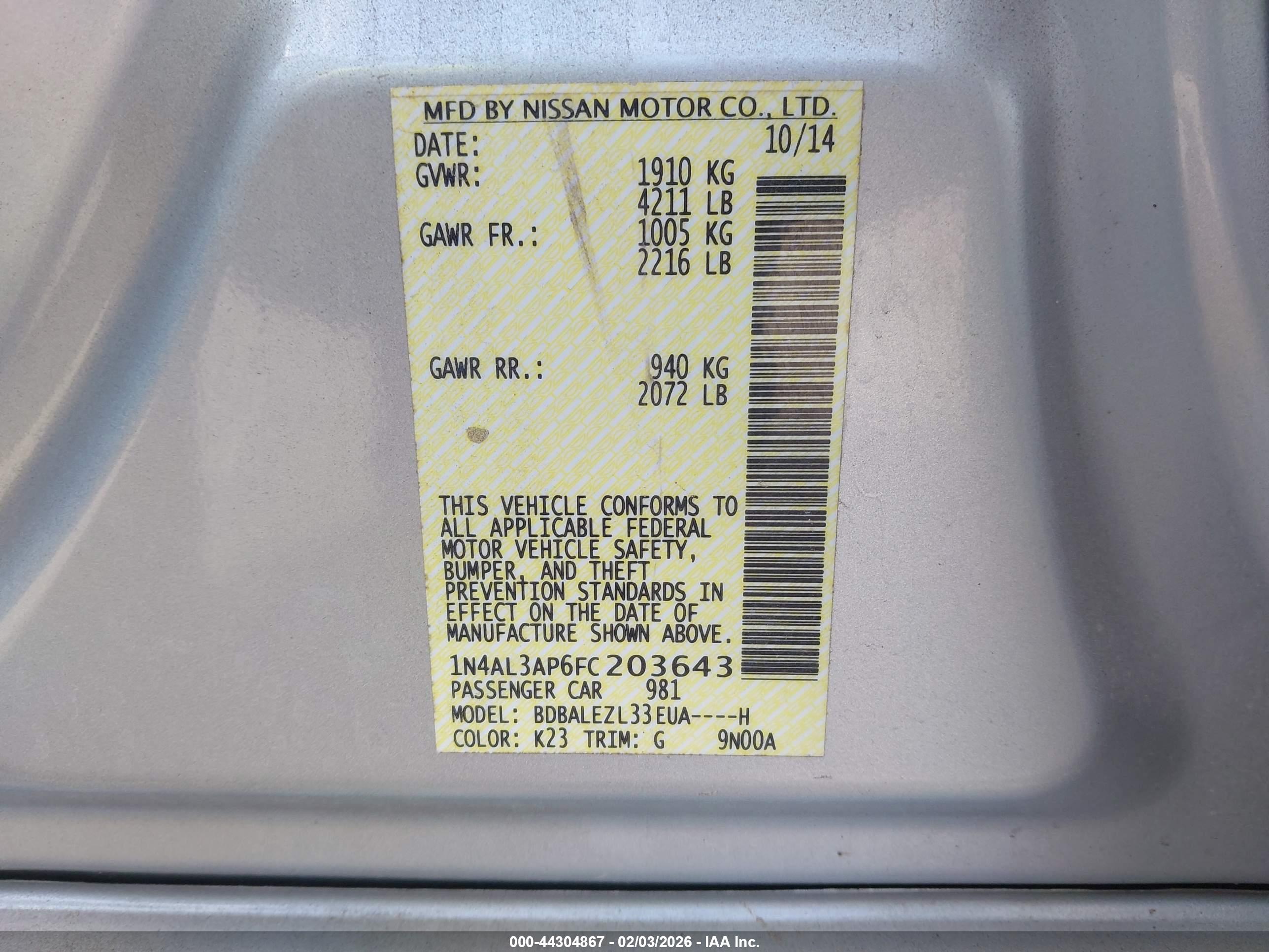 NISSAN ALTIMA image 9