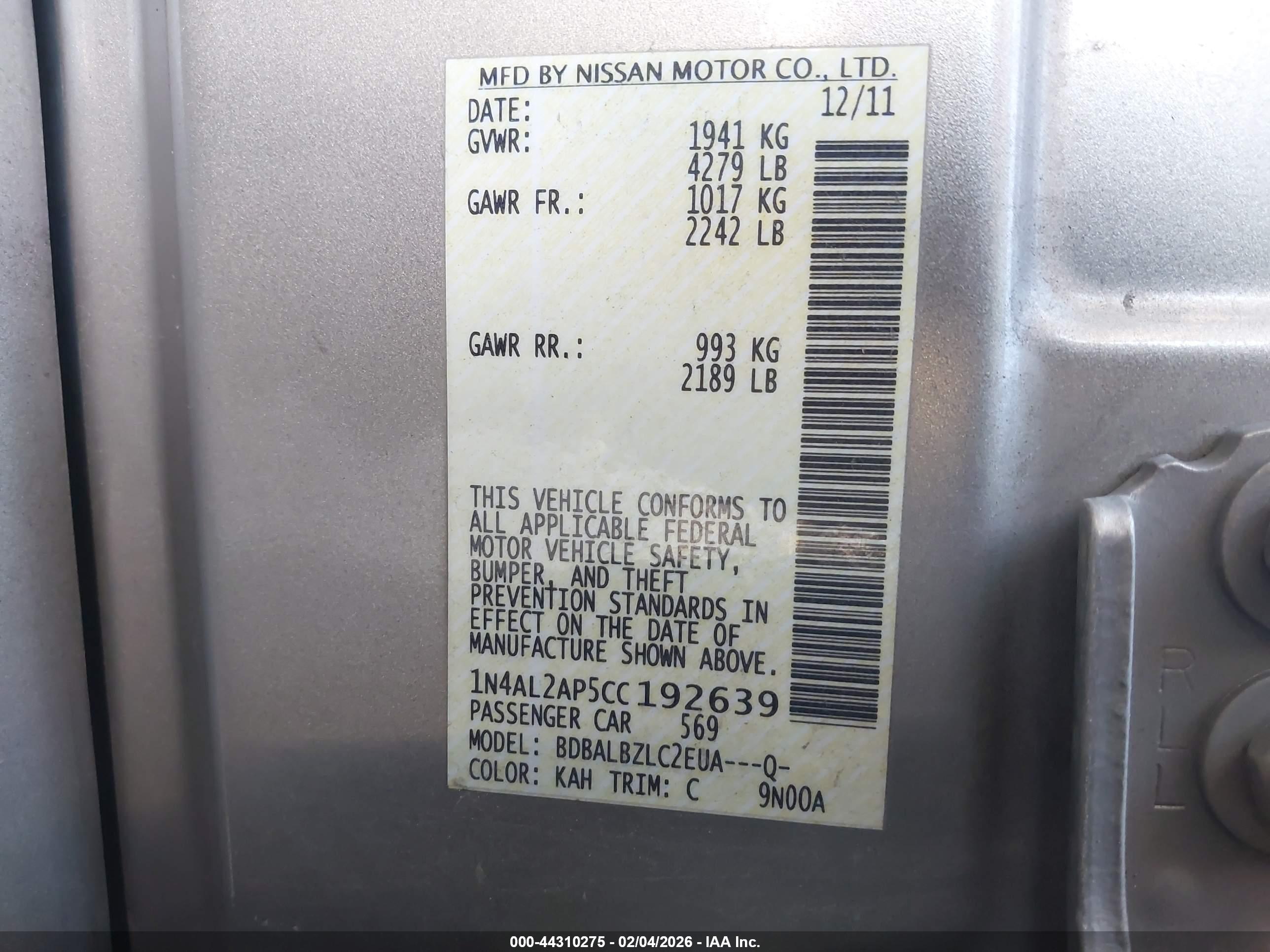 NISSAN ALTIMA image 9