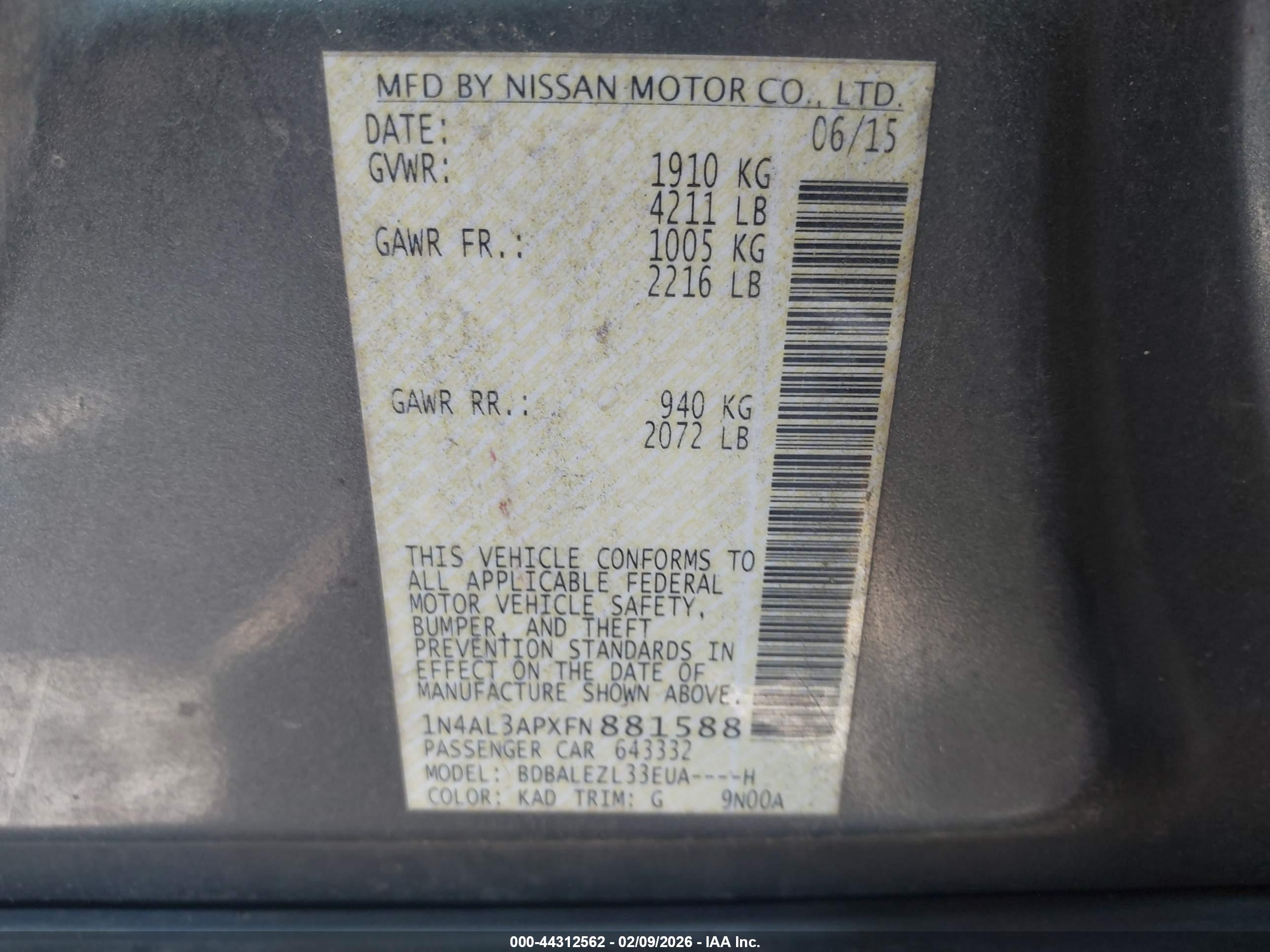 NISSAN ALTIMA image 9