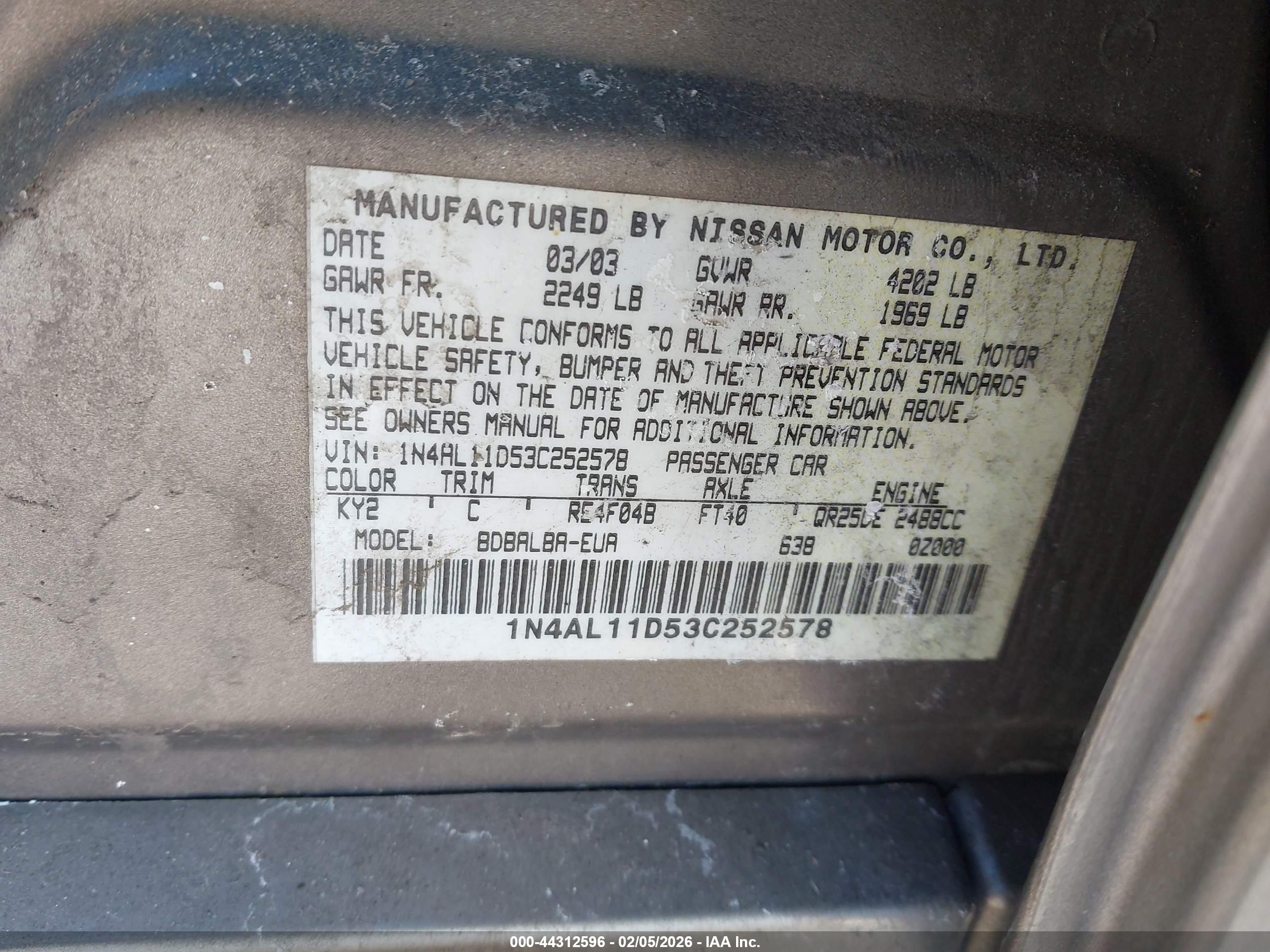 NISSAN ALTIMA image 9