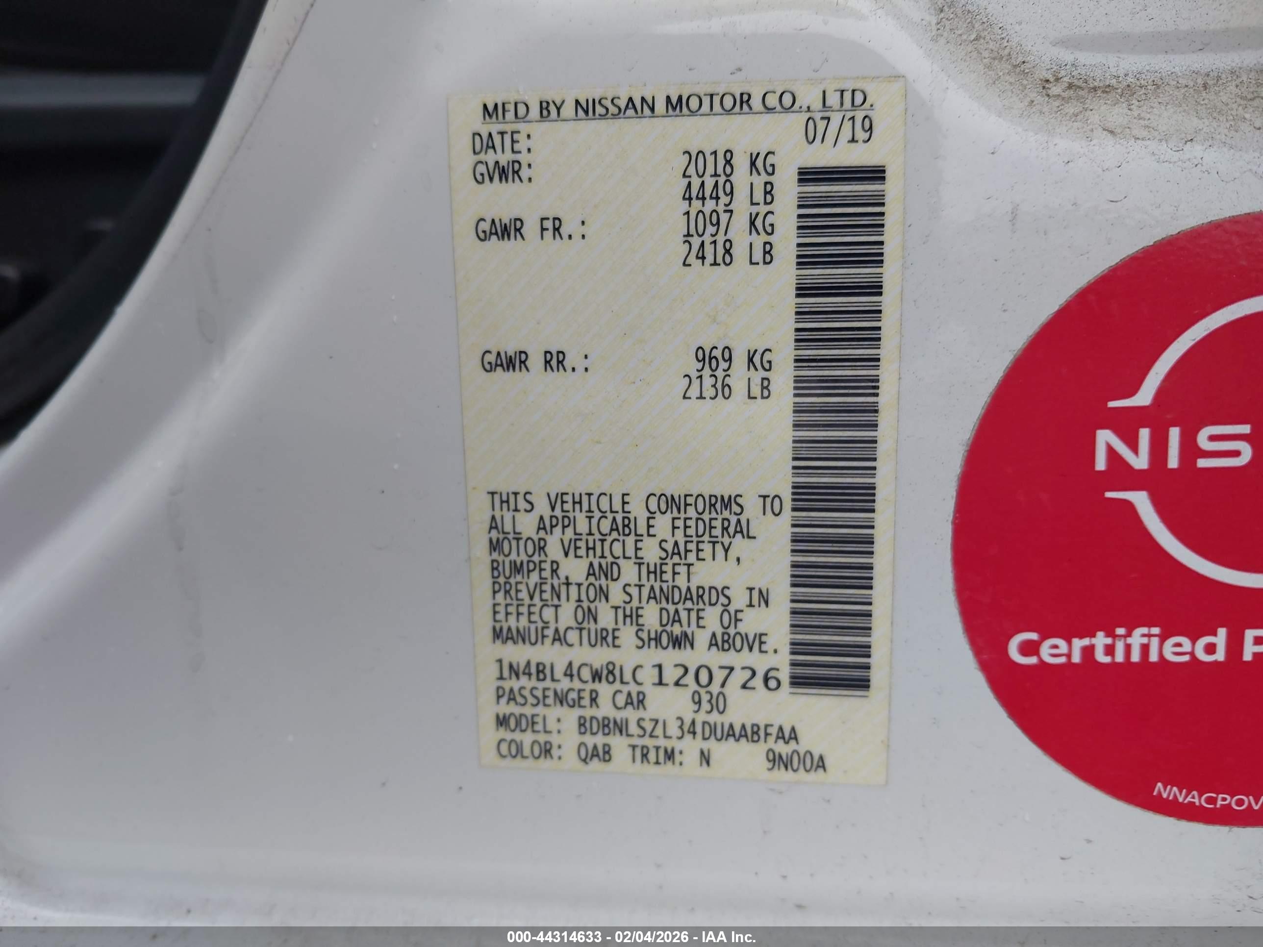 NISSAN ALTIMA image 9