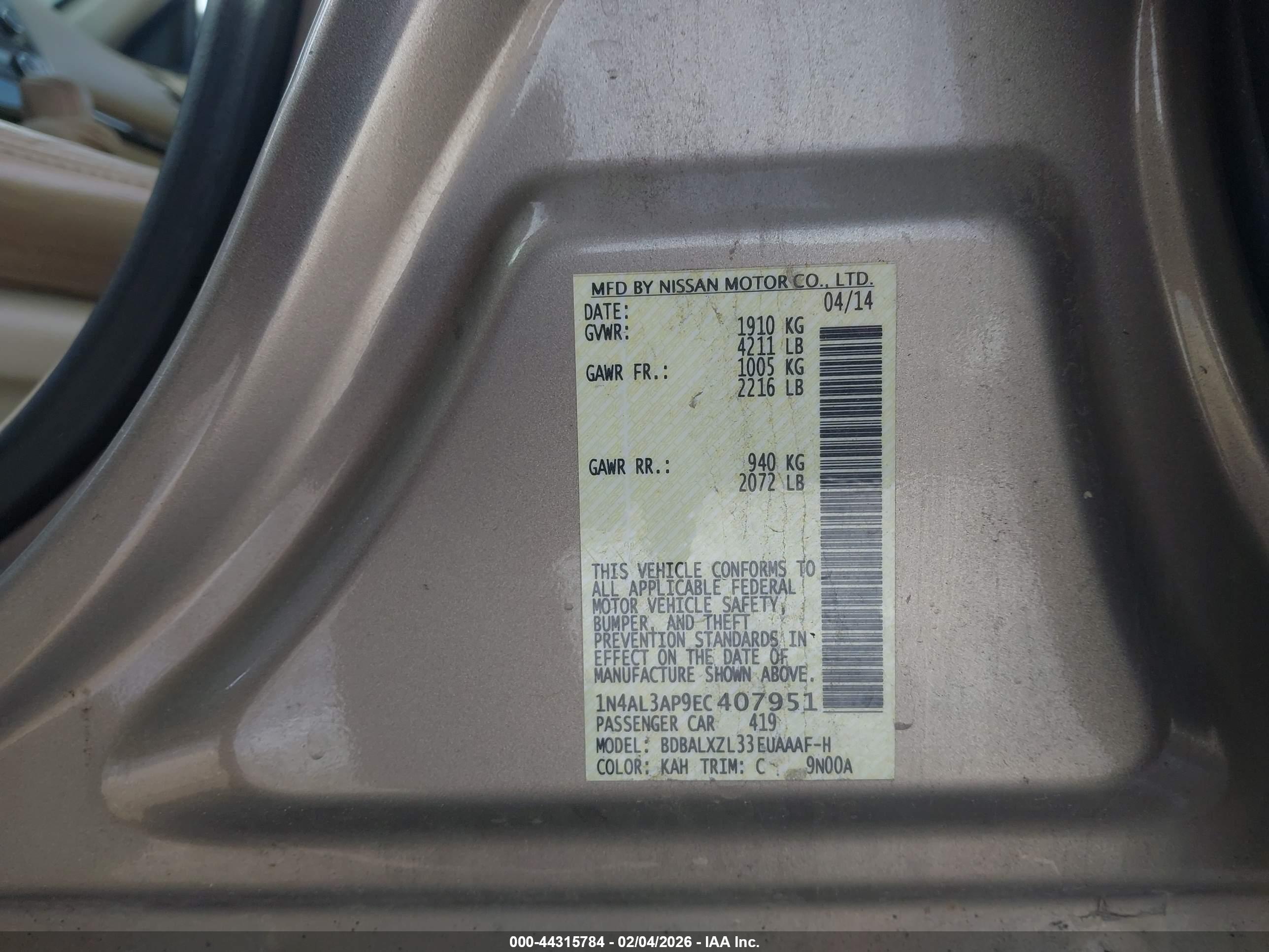 NISSAN ALTIMA image 9