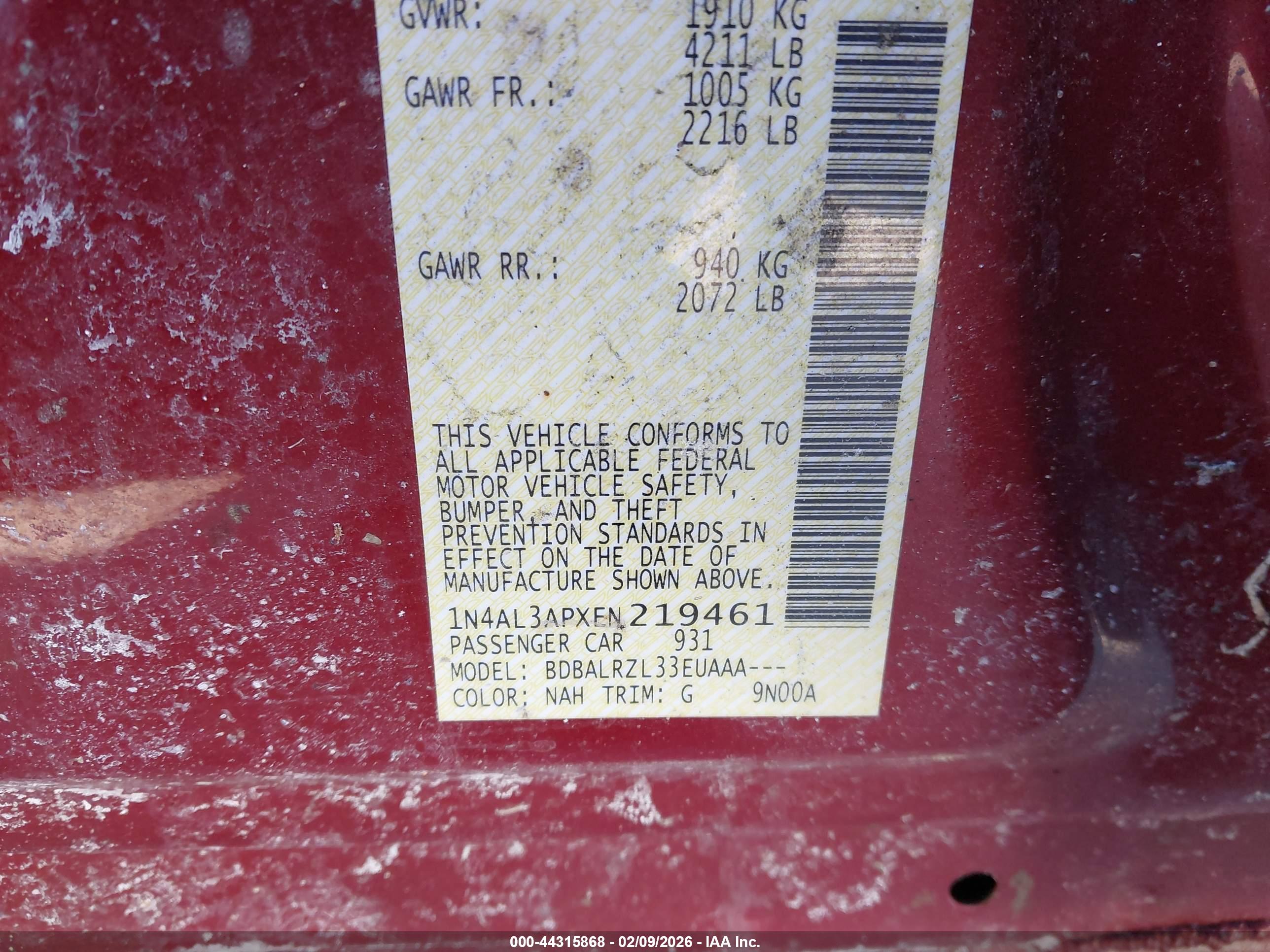 NISSAN ALTIMA image 9