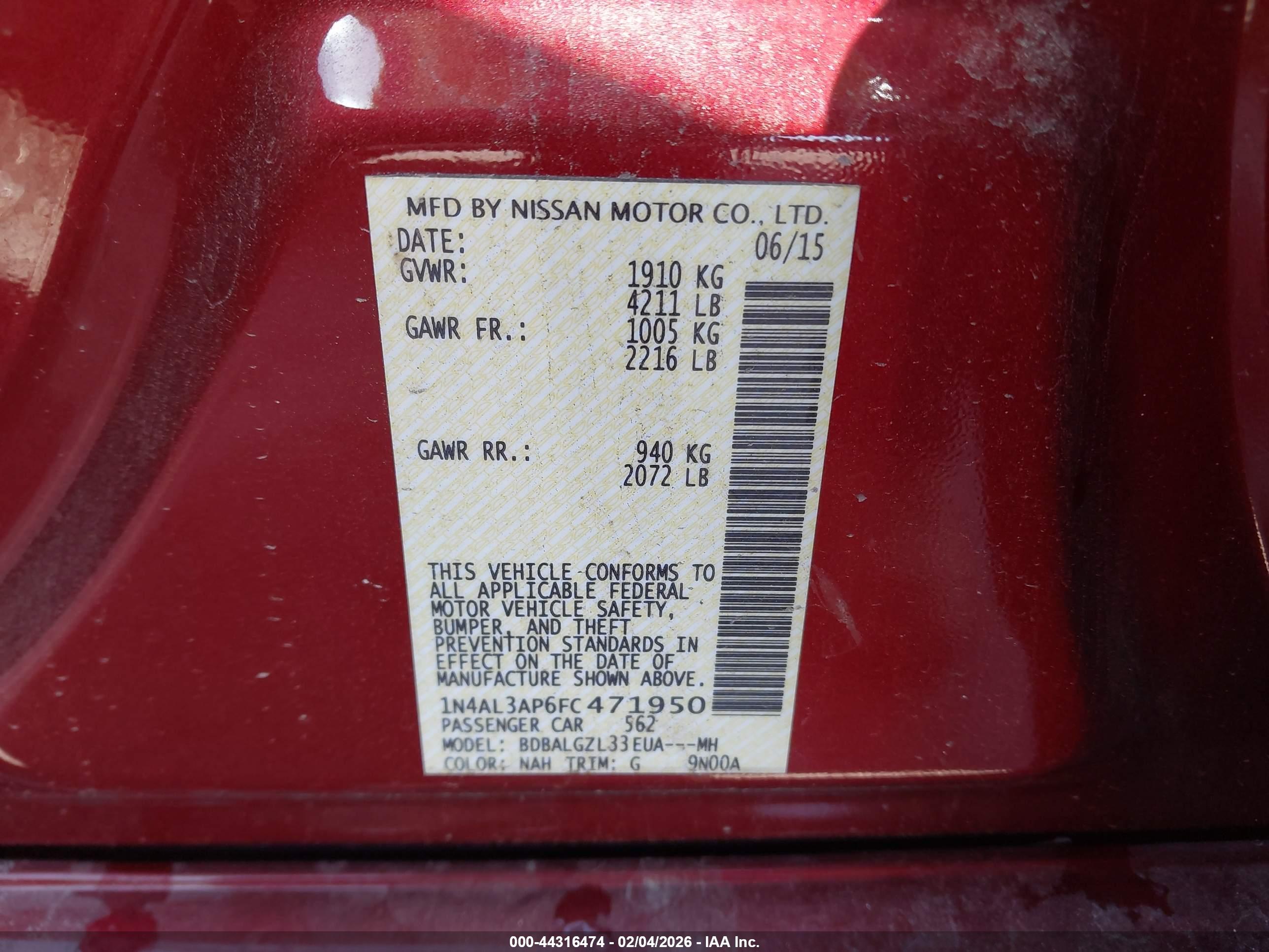 NISSAN ALTIMA image 9