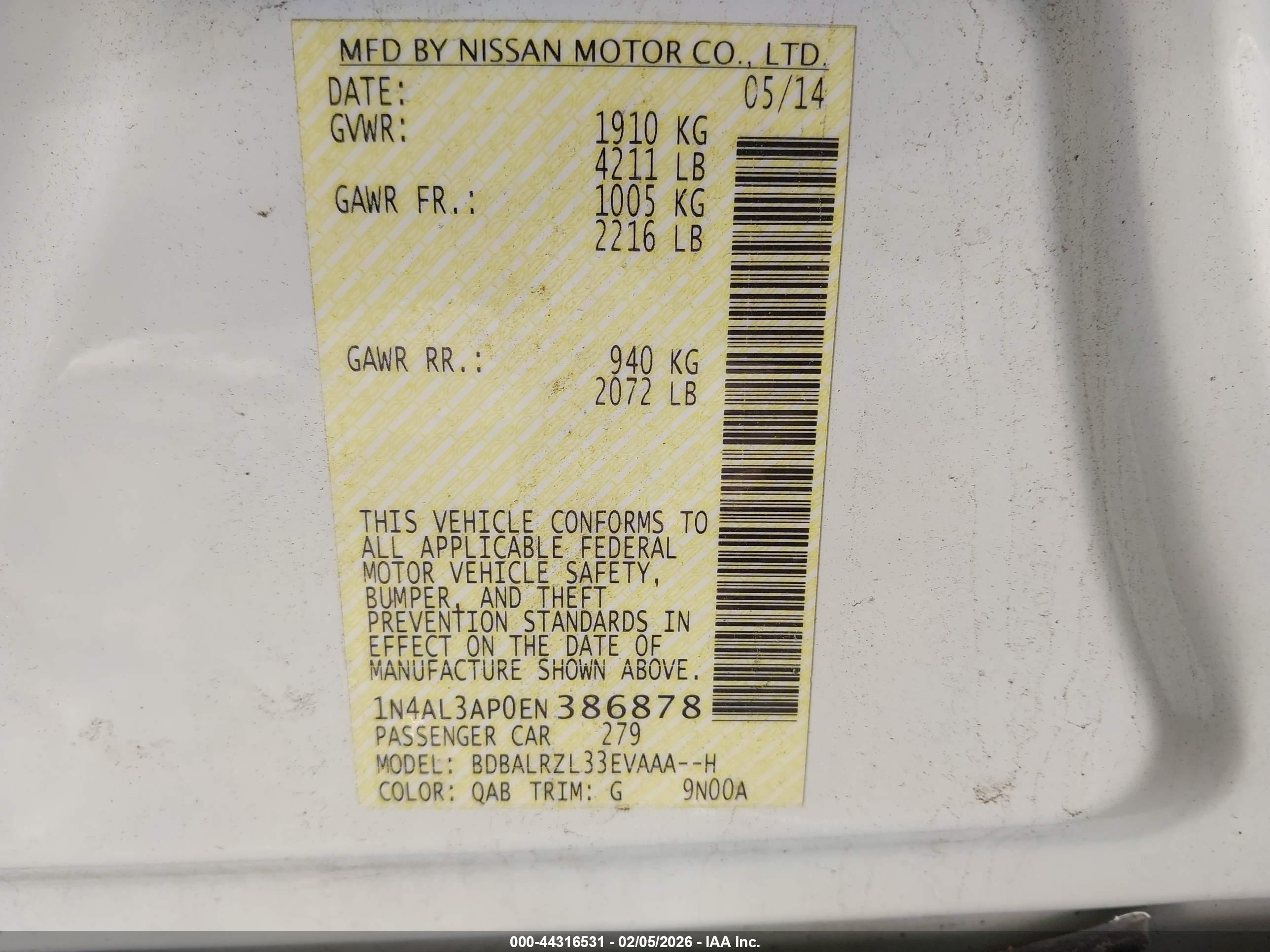 NISSAN ALTIMA image 9
