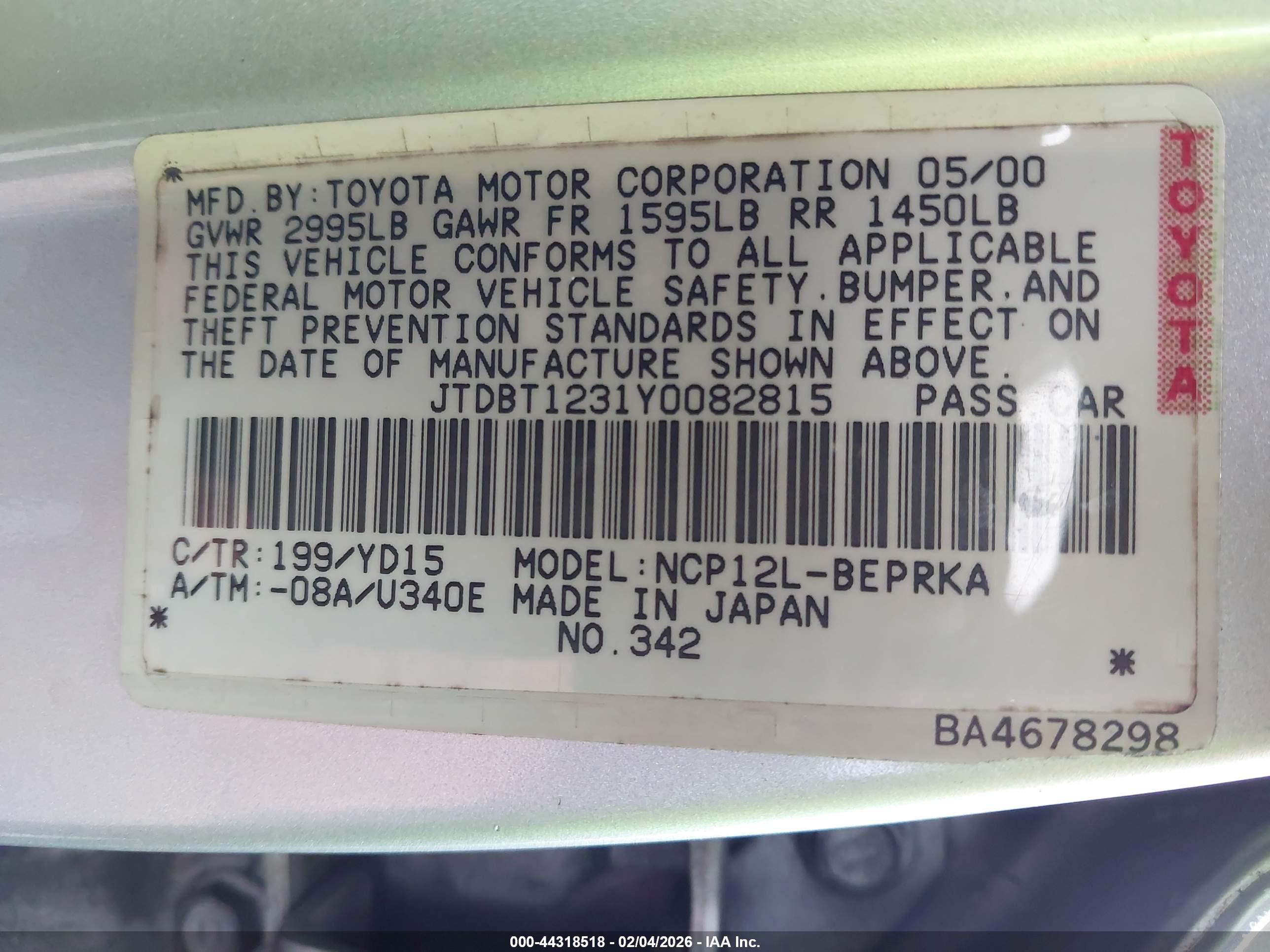 TOYOTA ECHO image 9