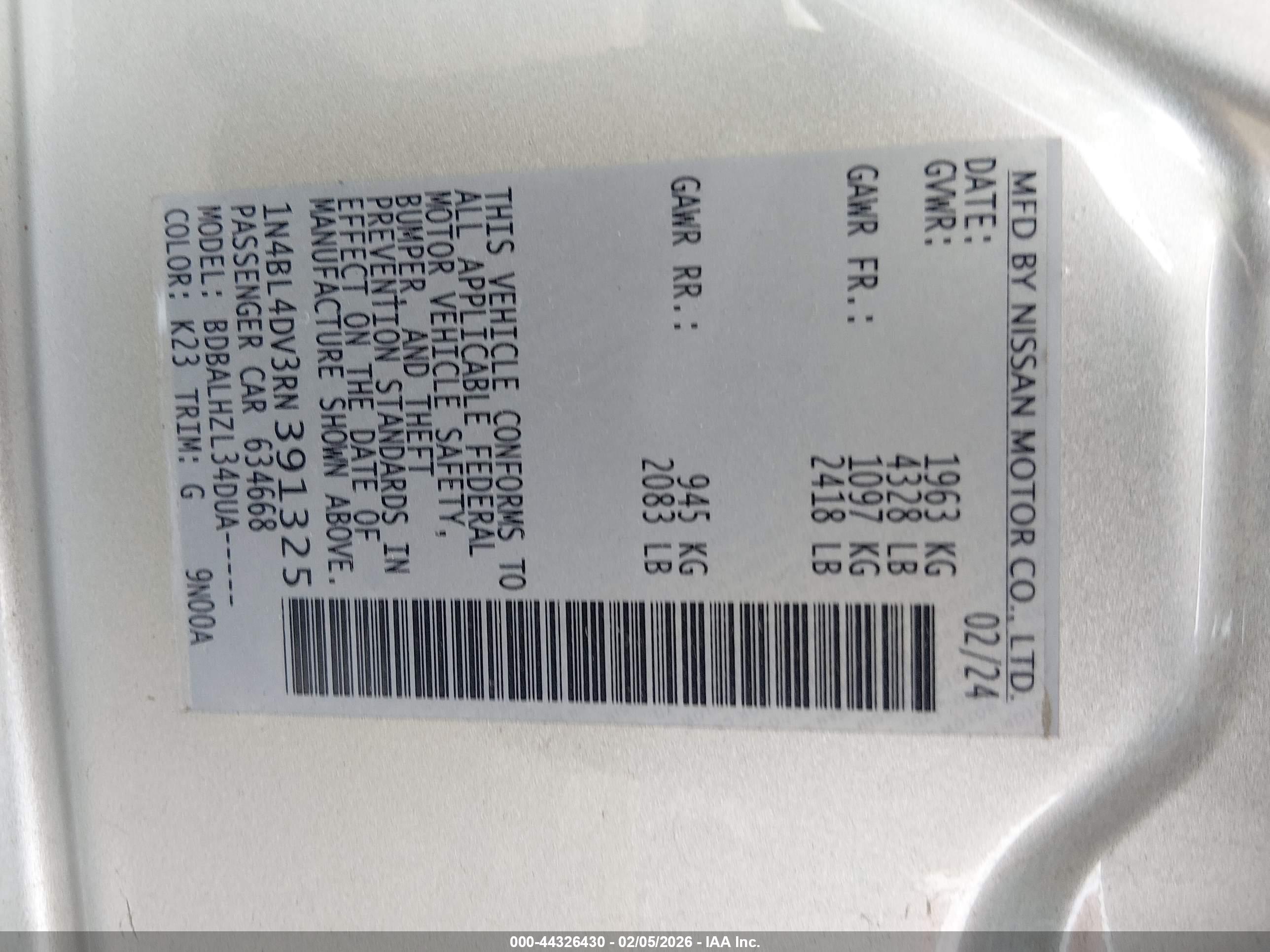 NISSAN ALTIMA image 9