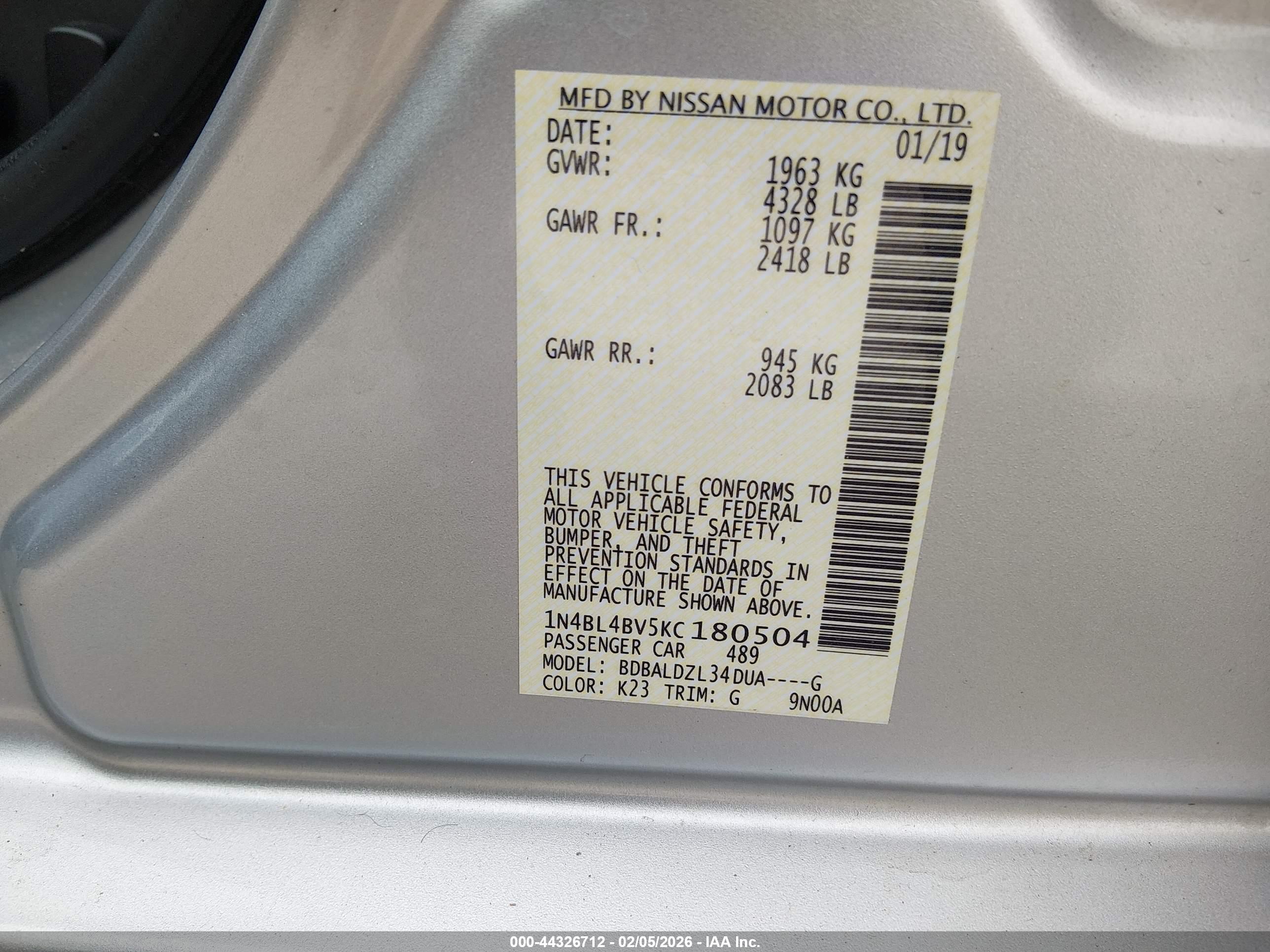 NISSAN ALTIMA image 9