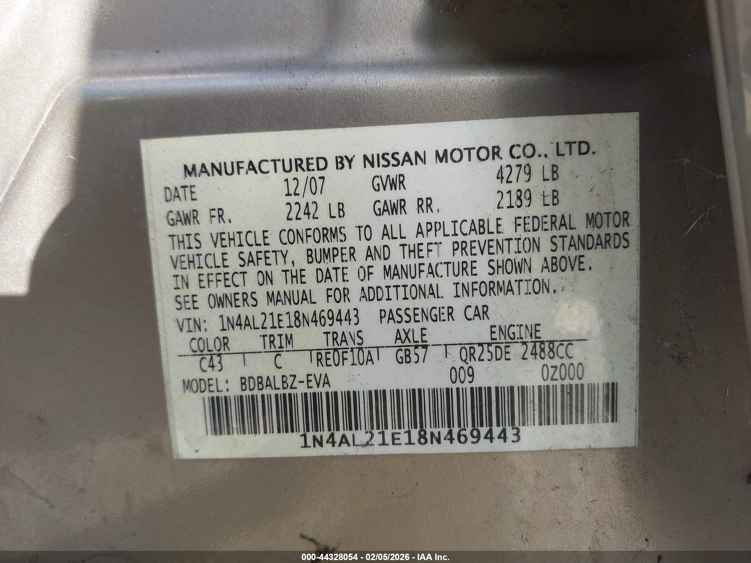 NISSAN ALTIMA image 9