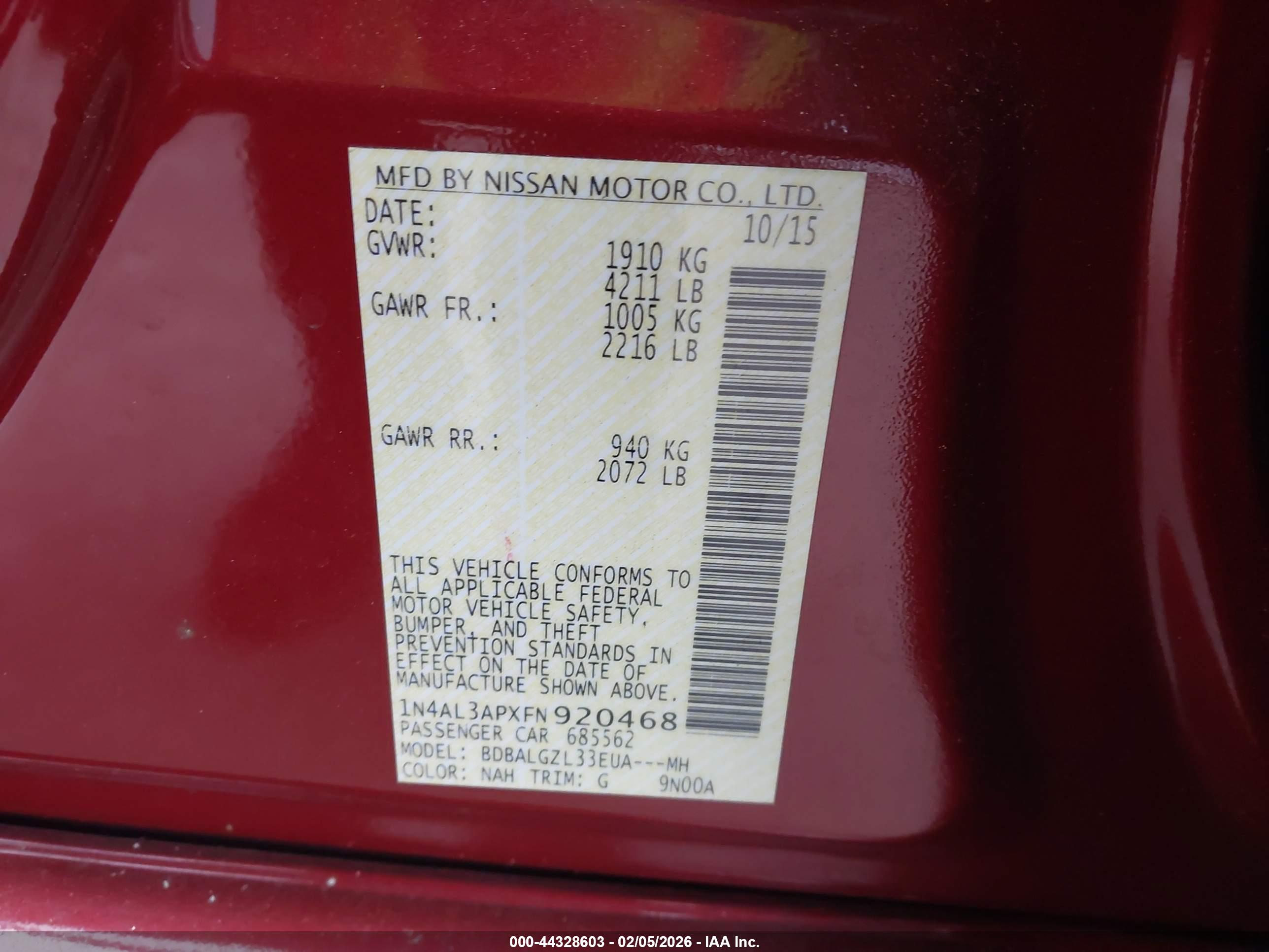 NISSAN ALTIMA image 9